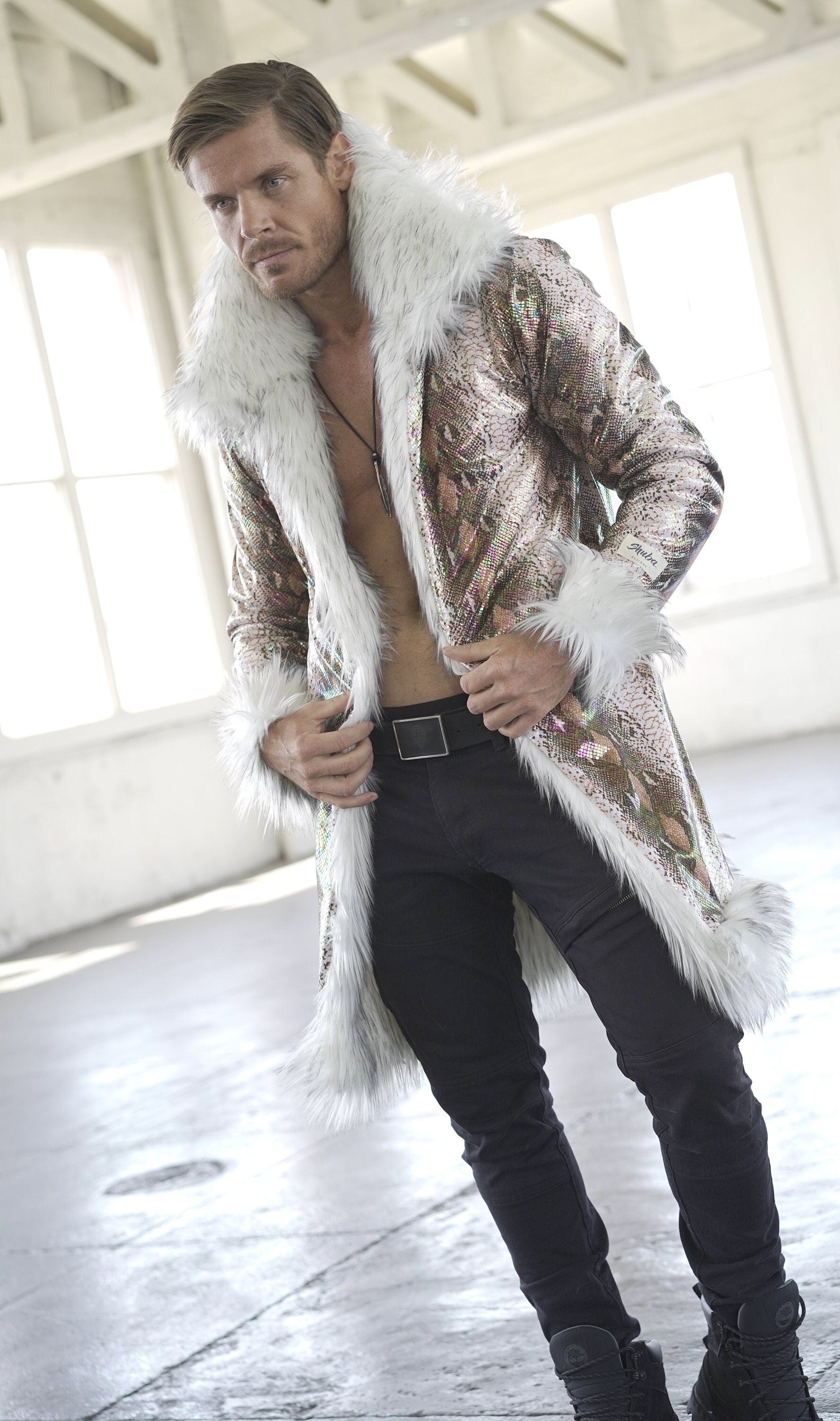 Iridescent Serpent Fur Coat
