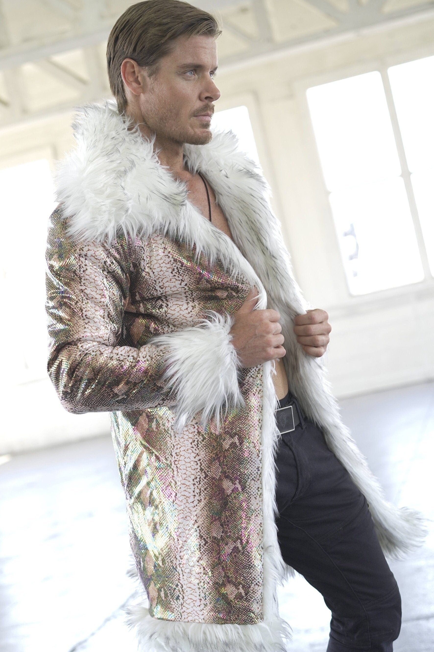 Iridescent Serpent Fur Coat
