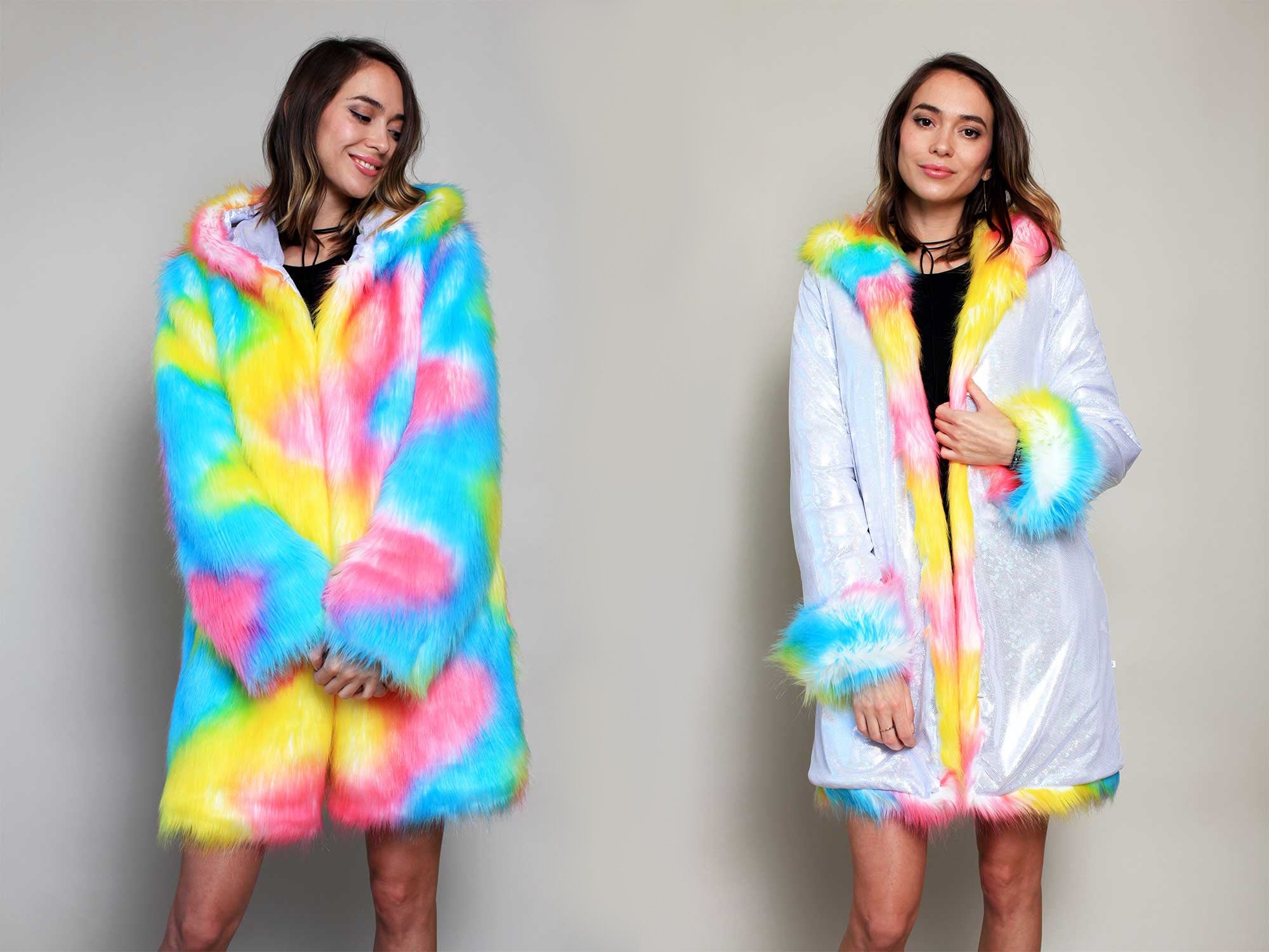 Rainbow Faux Fur Coat