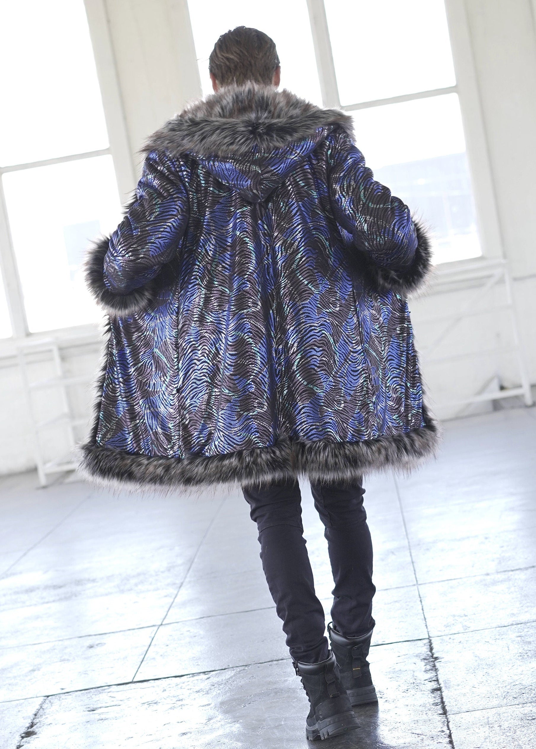 Midnight Coyote Fur Coat