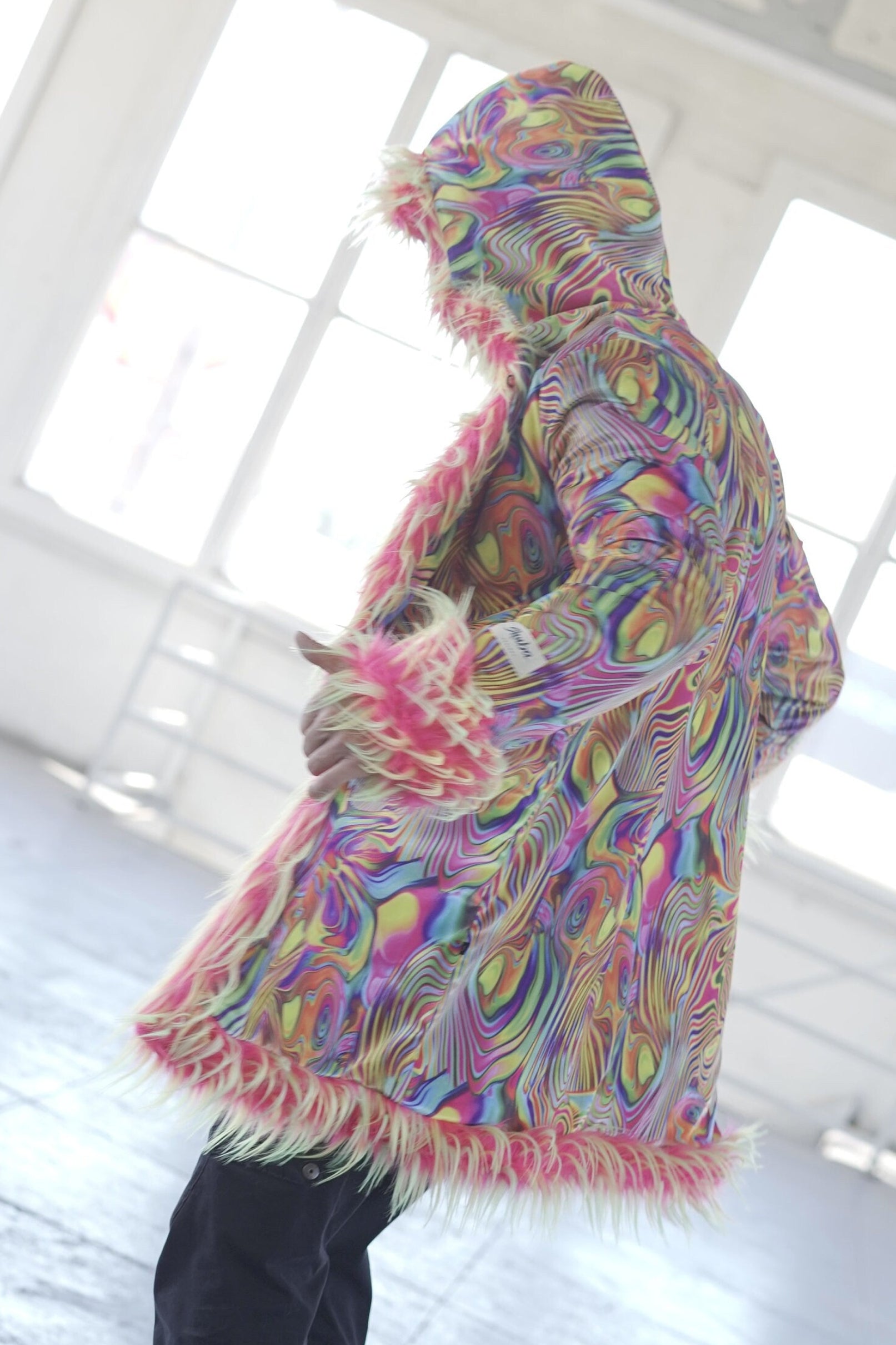 Neon Trip Fur Coat