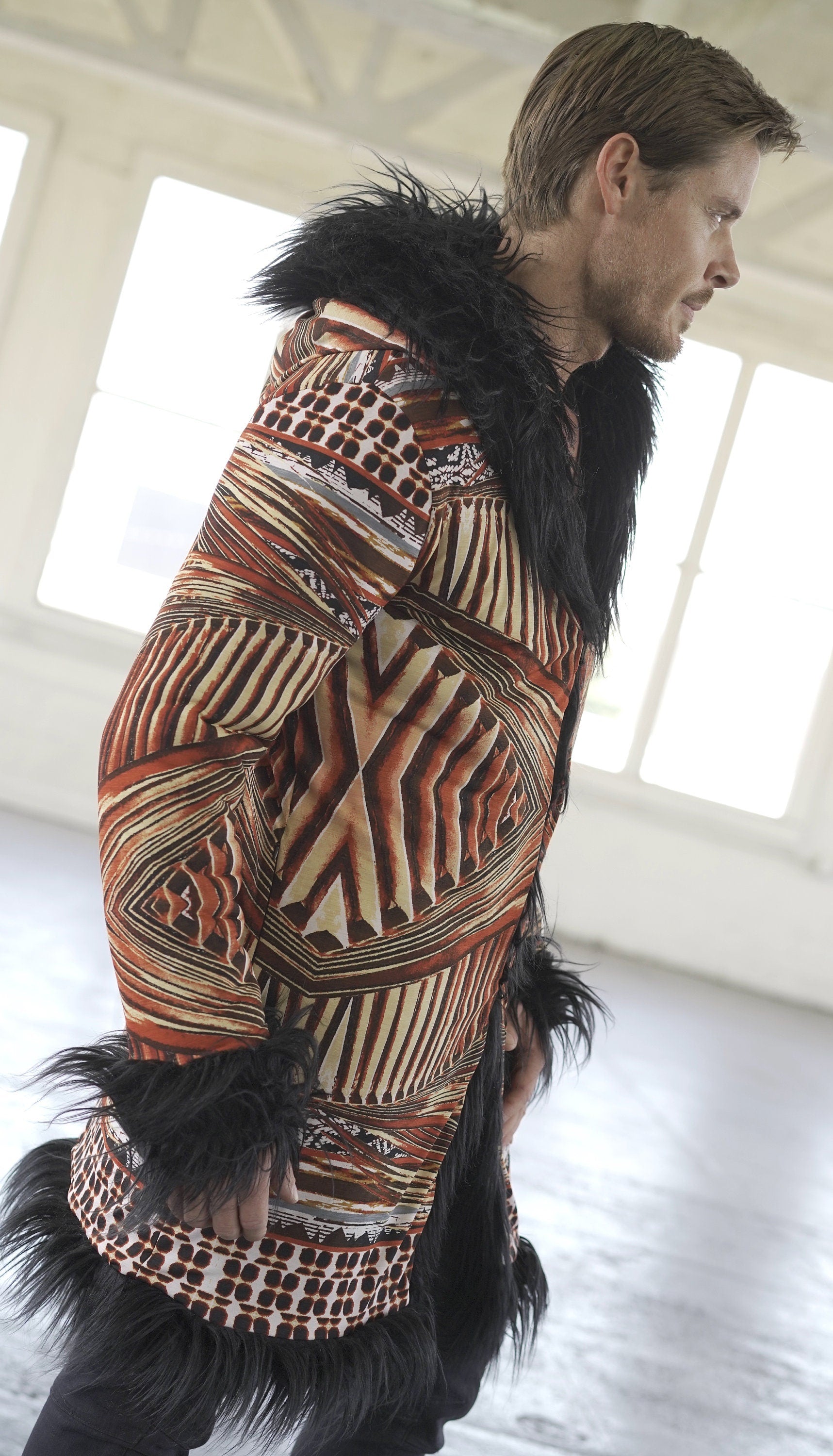 Geo Pulse Fur Coat