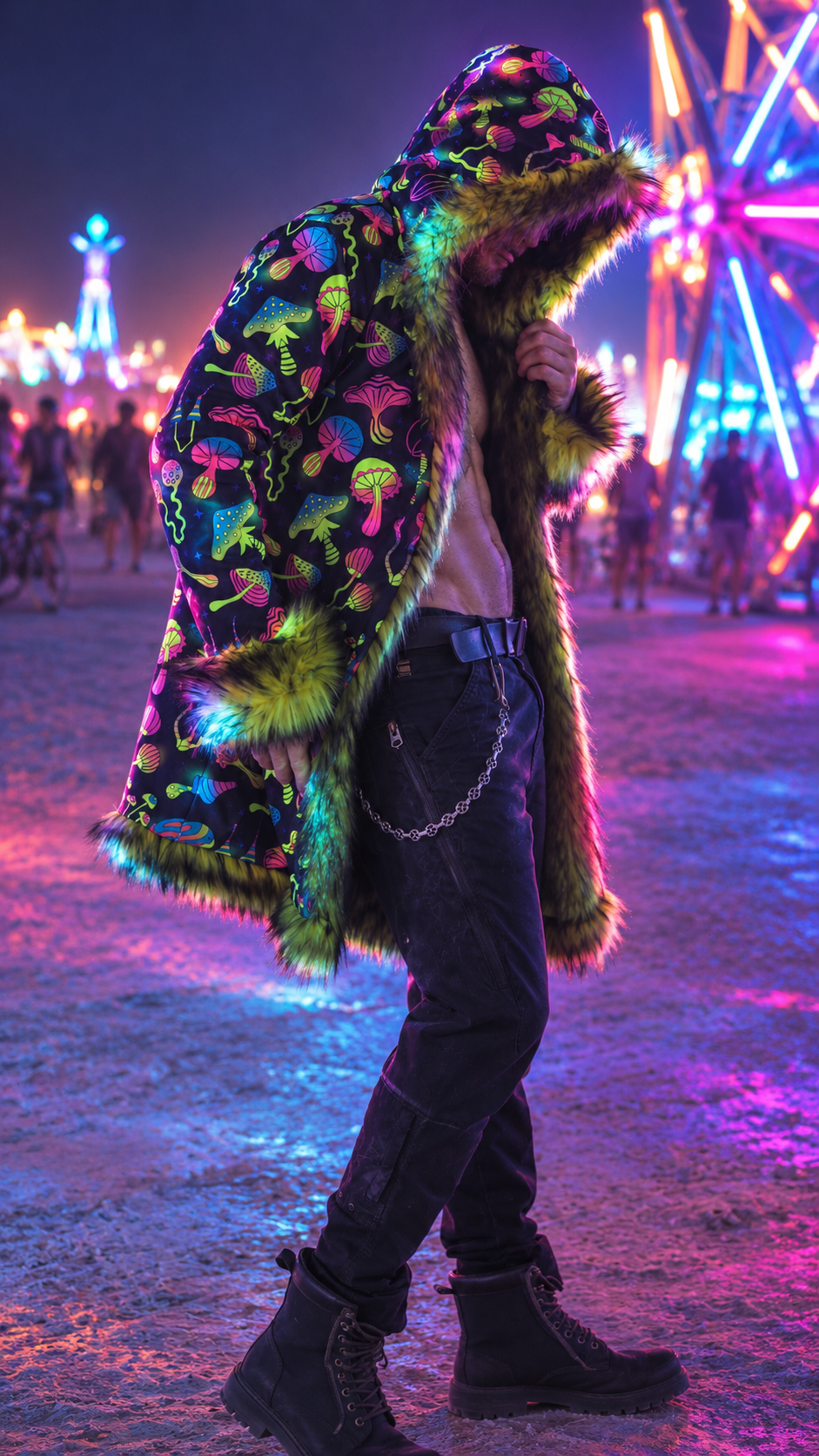 Neon Mushroom Fur Coat
