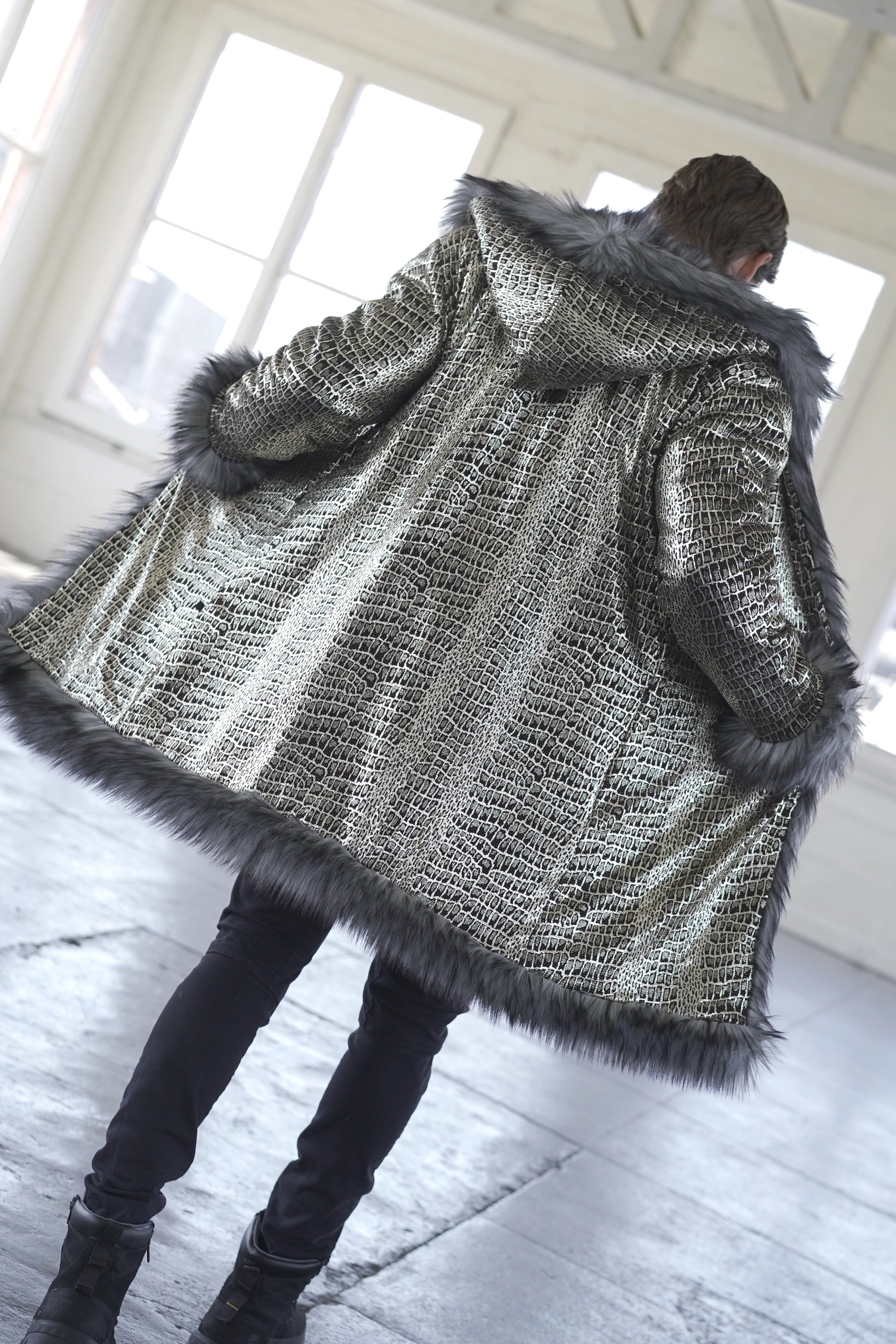 Silver Wolf Fur Coat