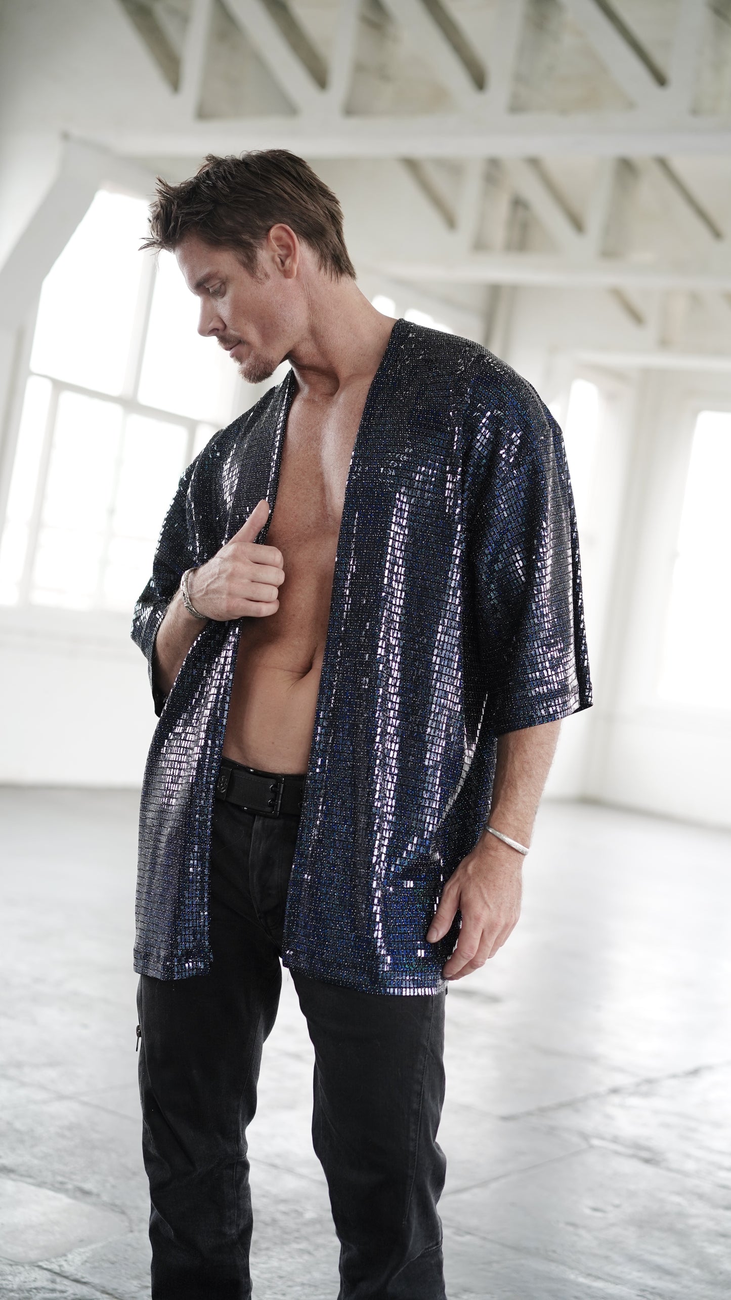 Disco Ball Black Kimono
