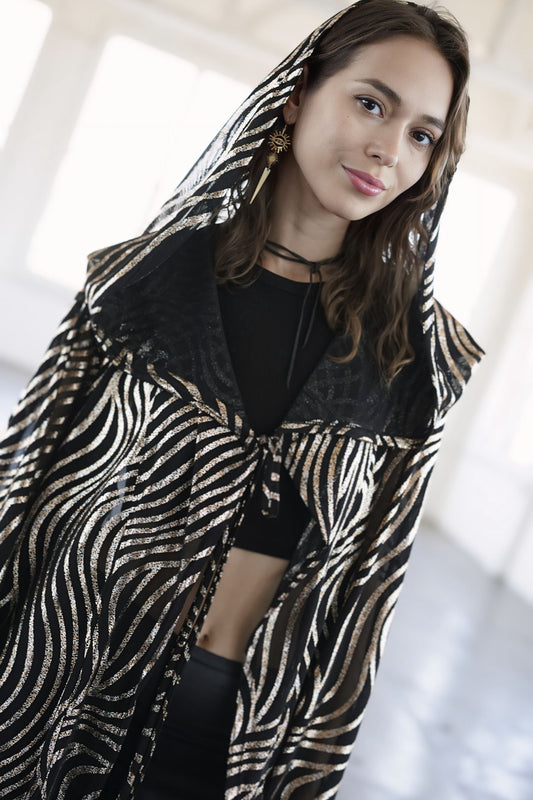 Golden Magician Hooded Kimono for Women