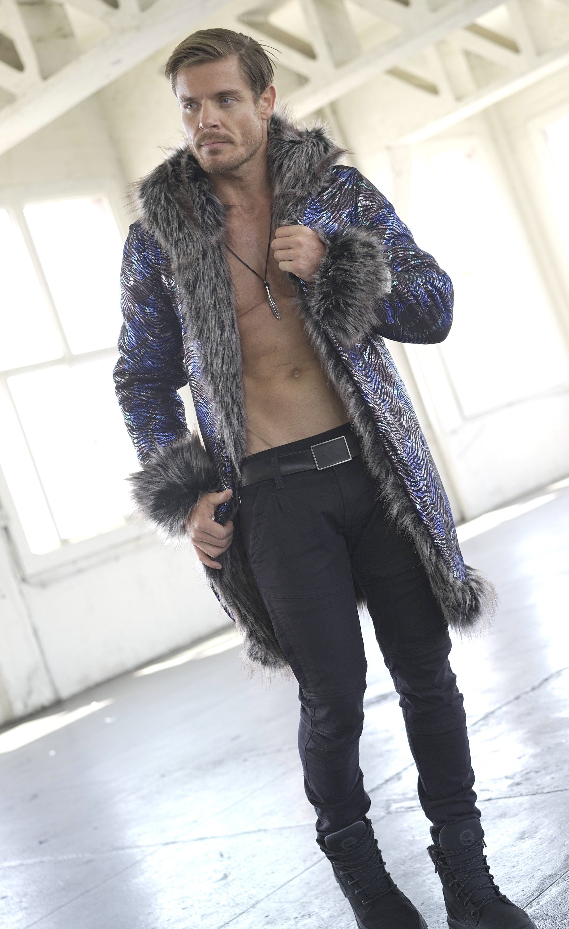 Midnight Coyote Fur Coat