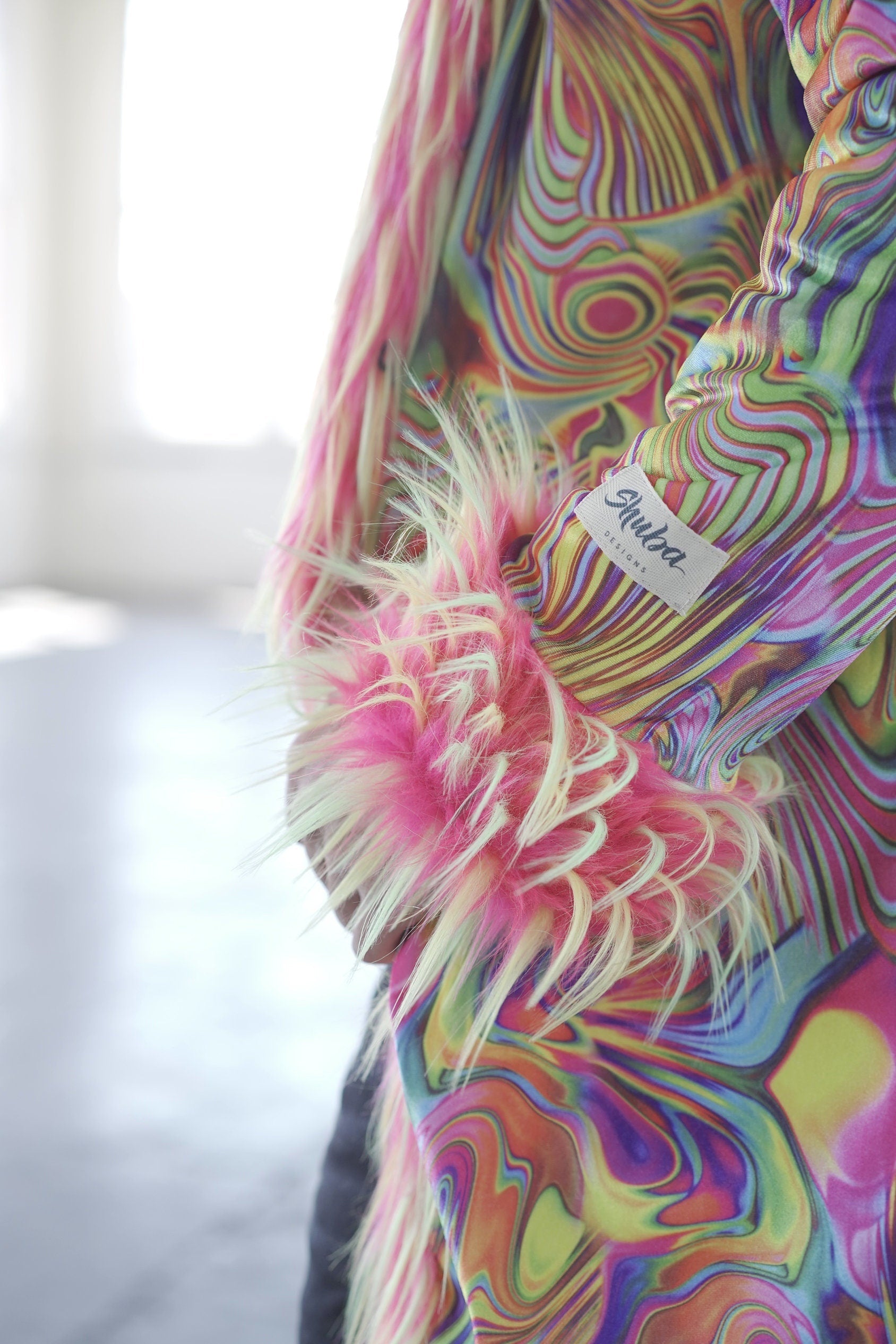 Neon Trip Fur Coat