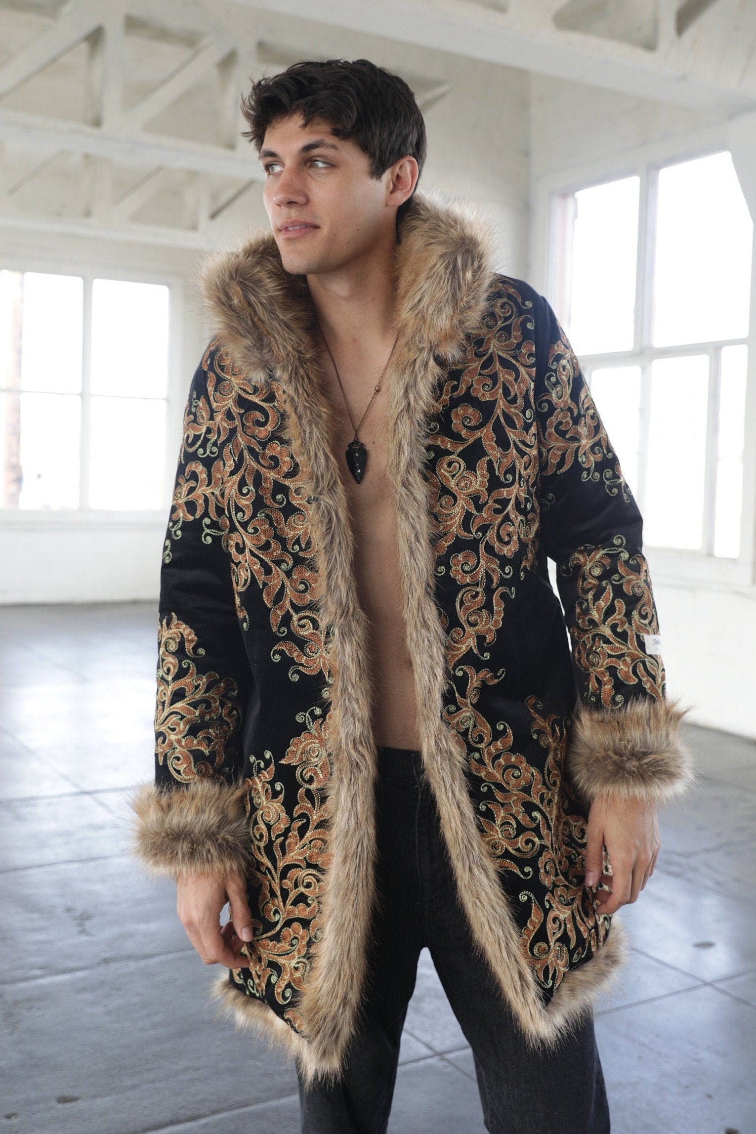 The Eye Embroidery Fur Coat