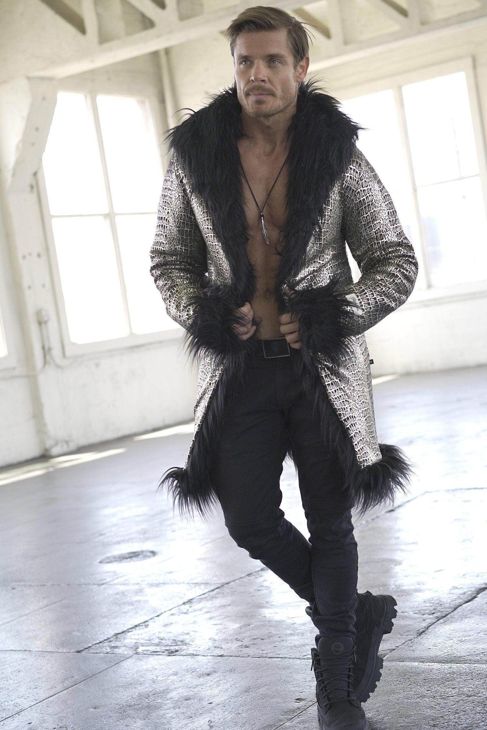 Black Wolf Fur Coat