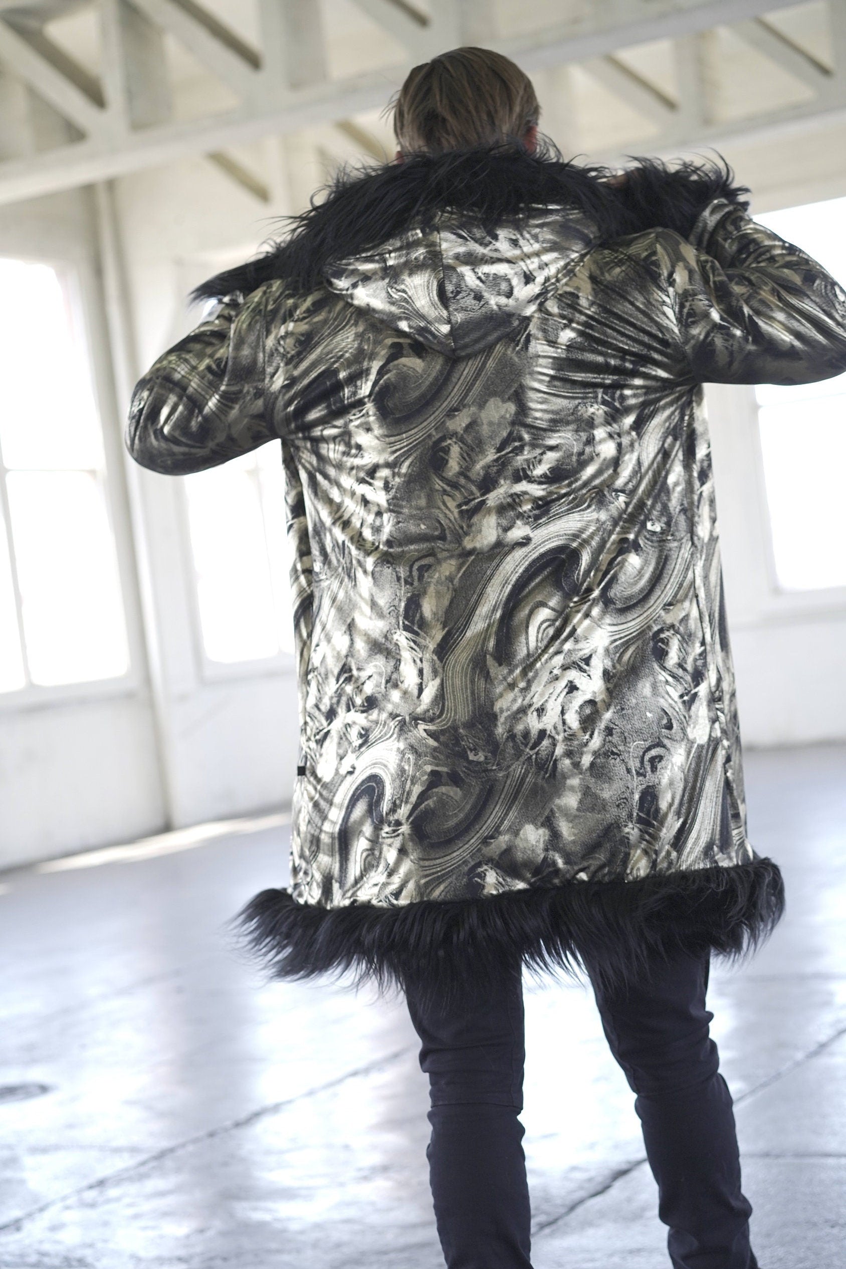 Gold Paint Fur Coat