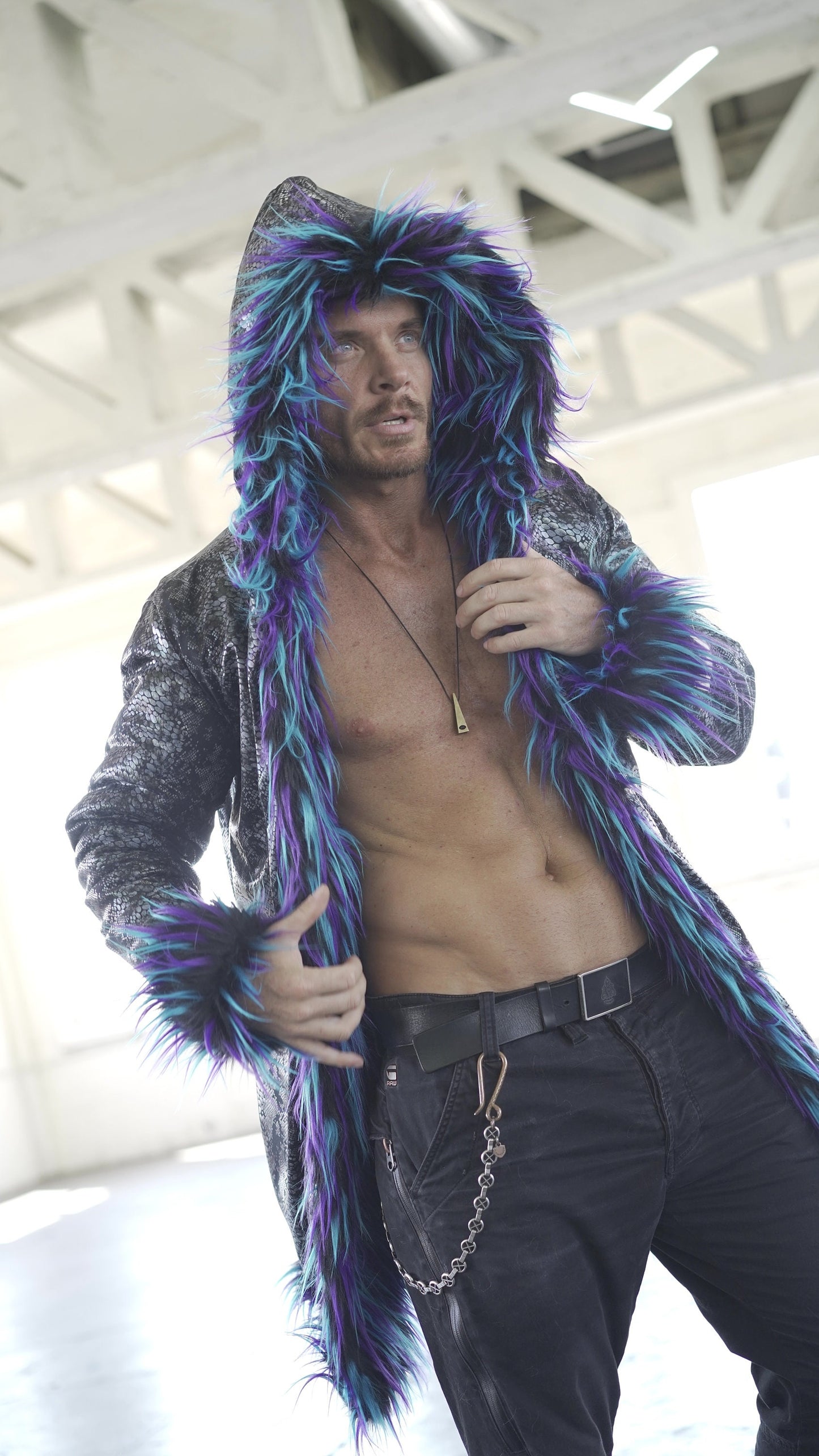 BLUE MONSTER Fur Coat