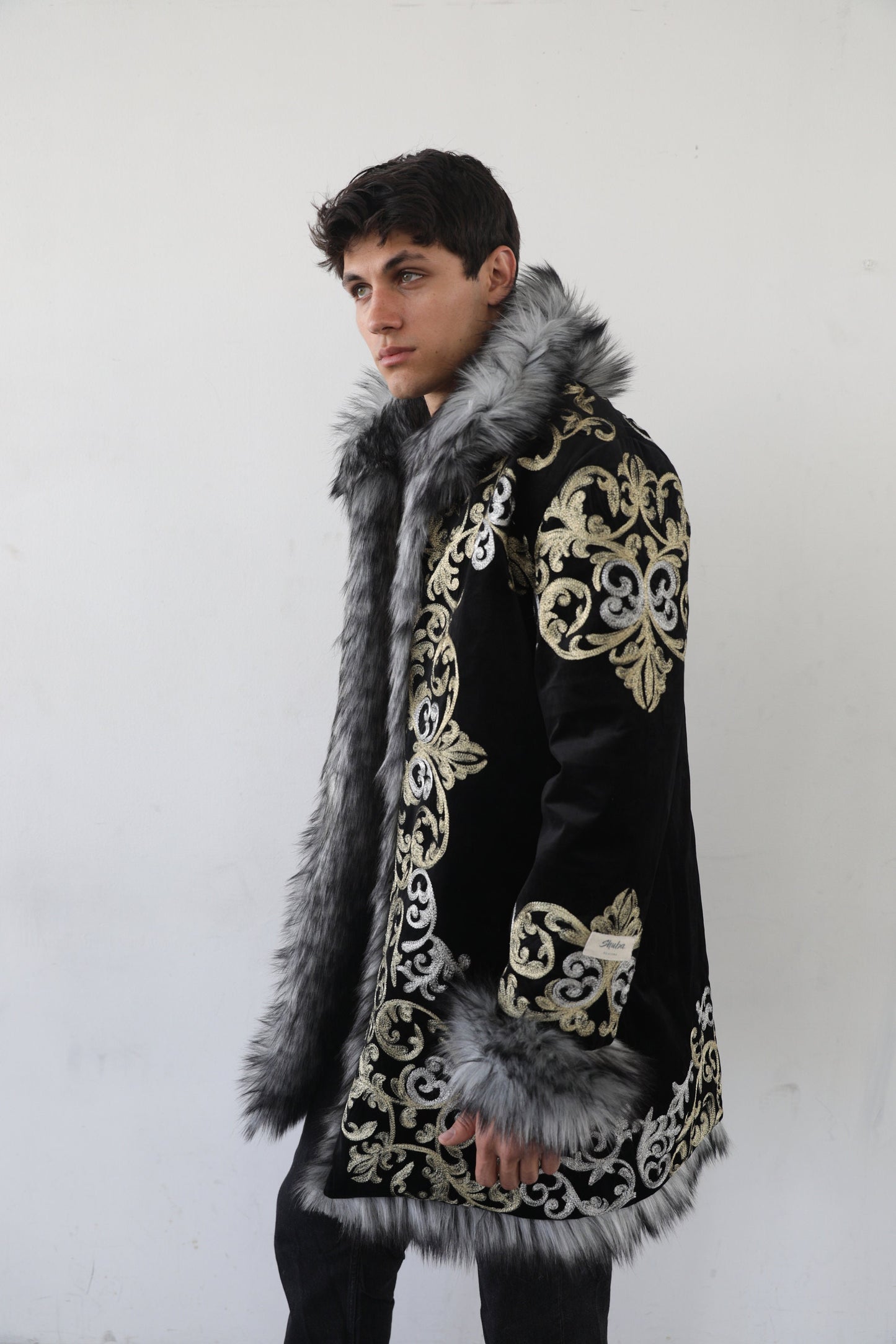 SUN&MOON Embroidery Fur Coat