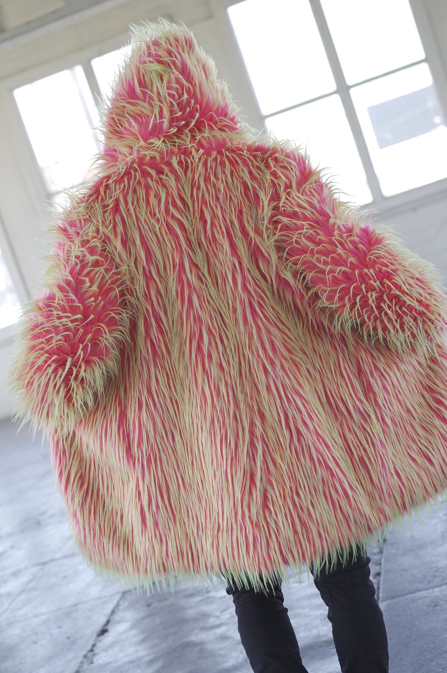 NEON PINK Fur Coat