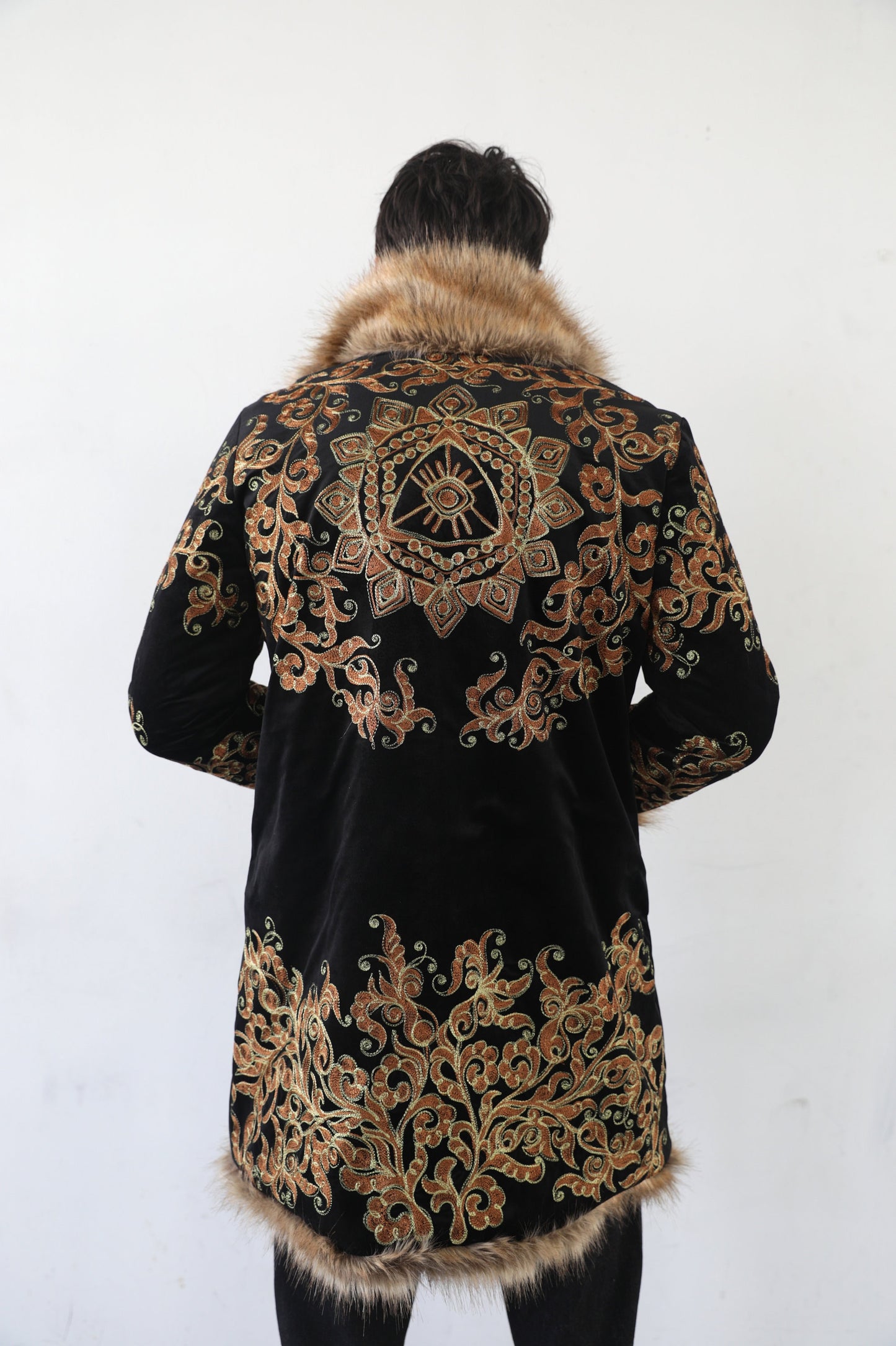 The EYE Embroidery Fur Coat