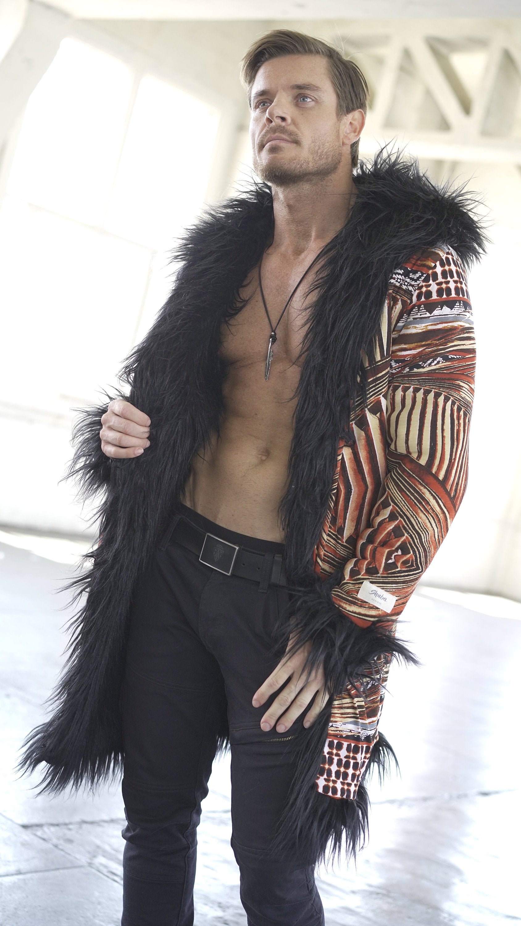 Geo Pulse Fur Coat