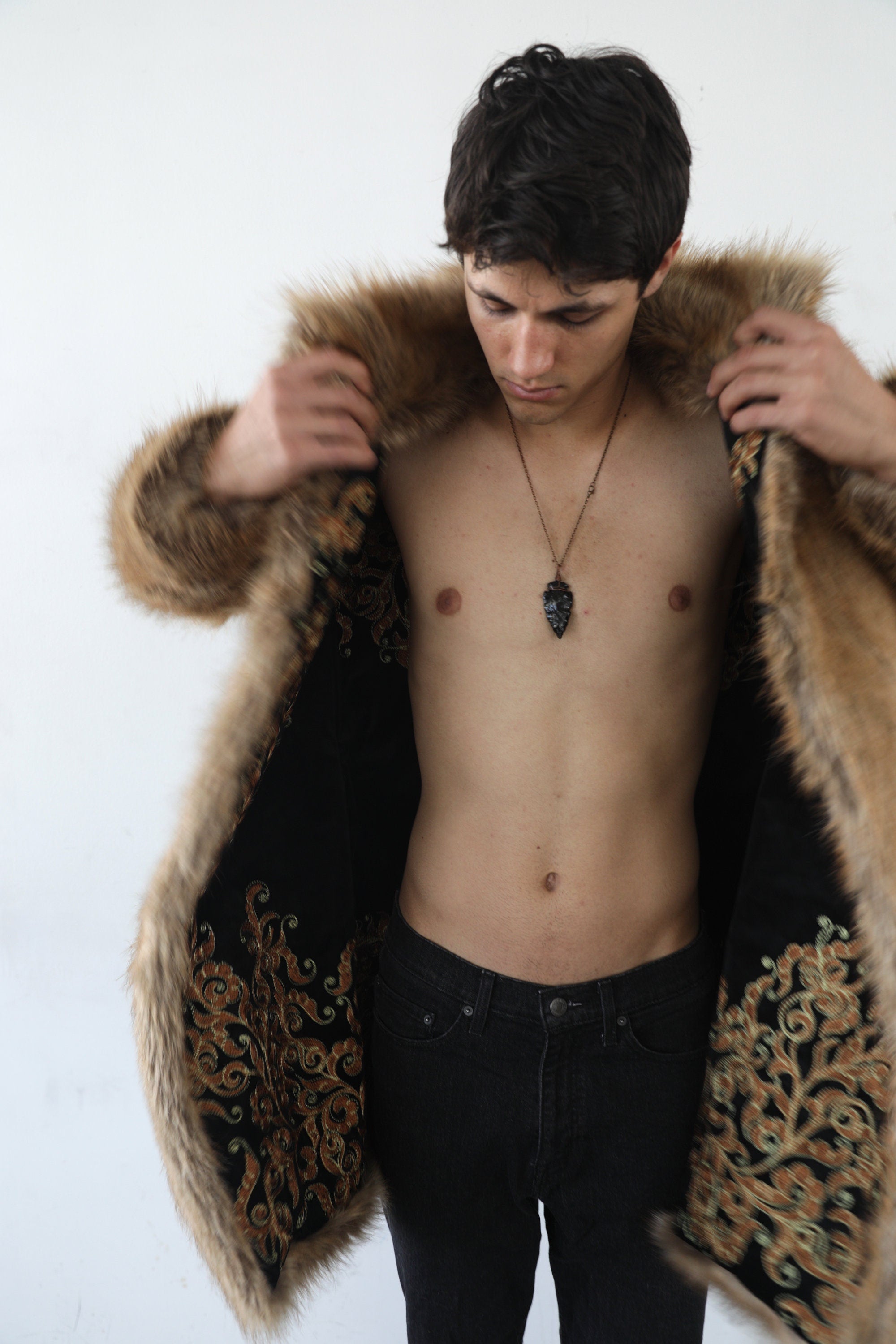 The Eye Embroidery Fur Coat