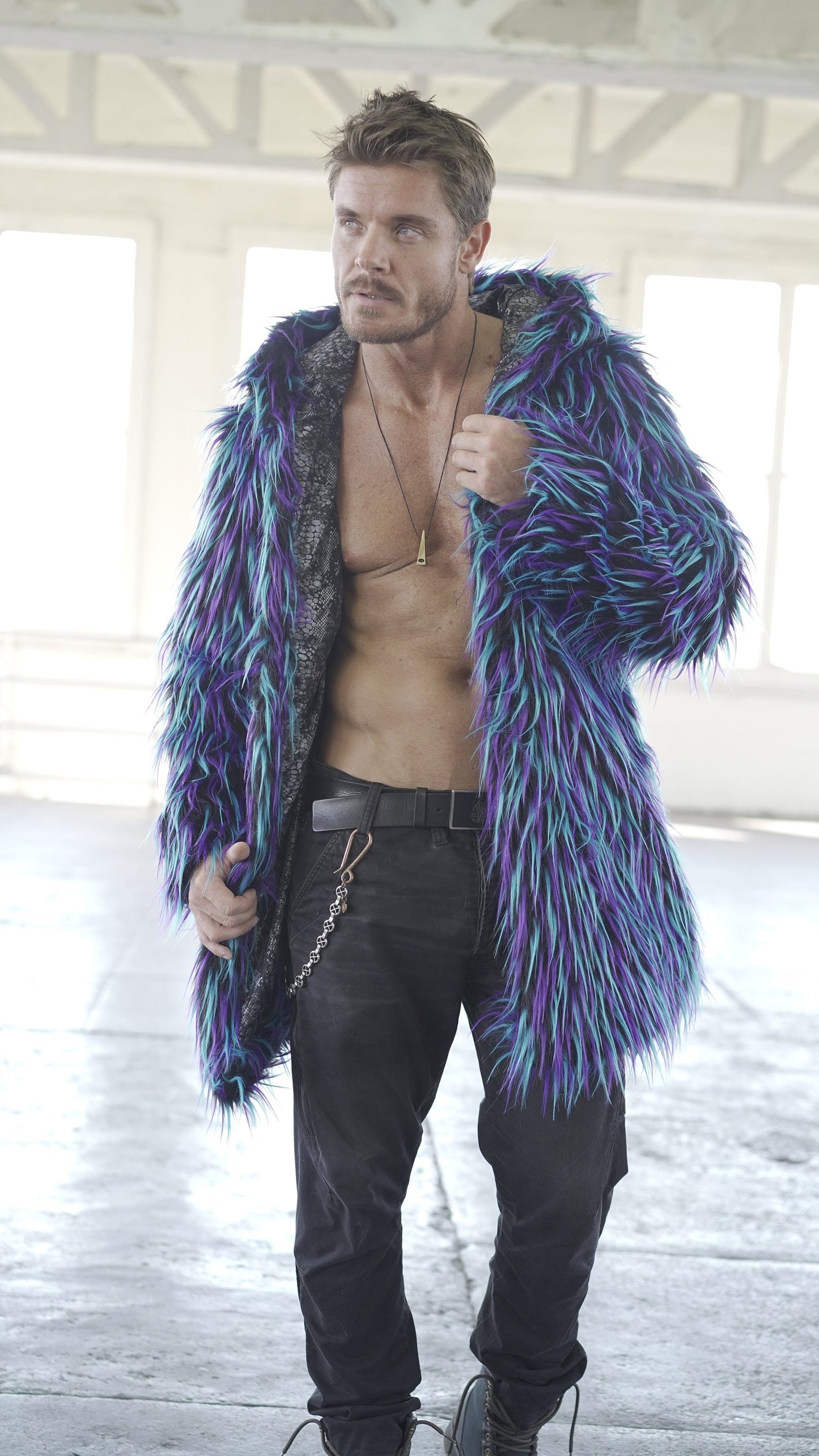 BLUE MONSTER Fur Coat