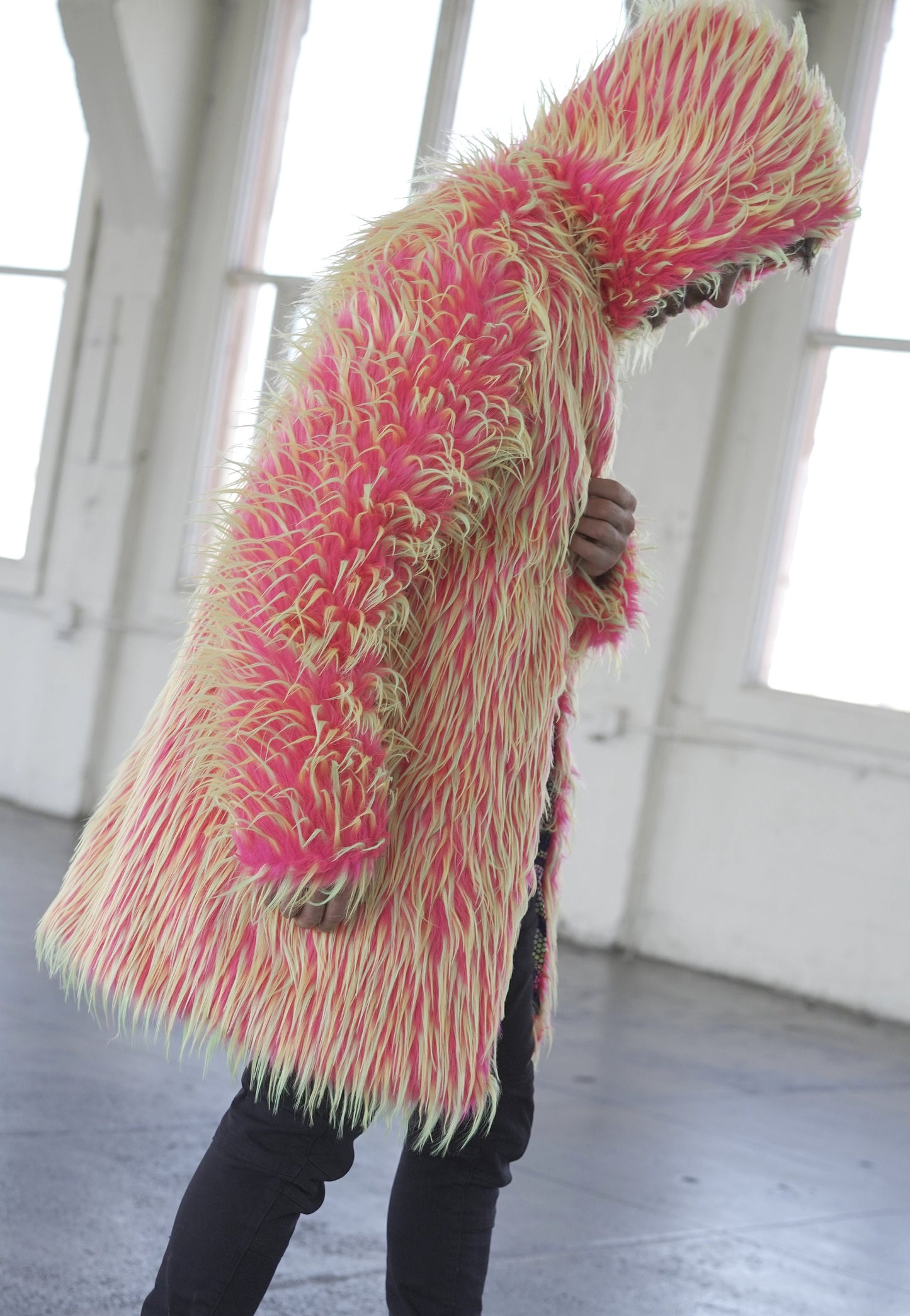 NEON PINK Fur Coat