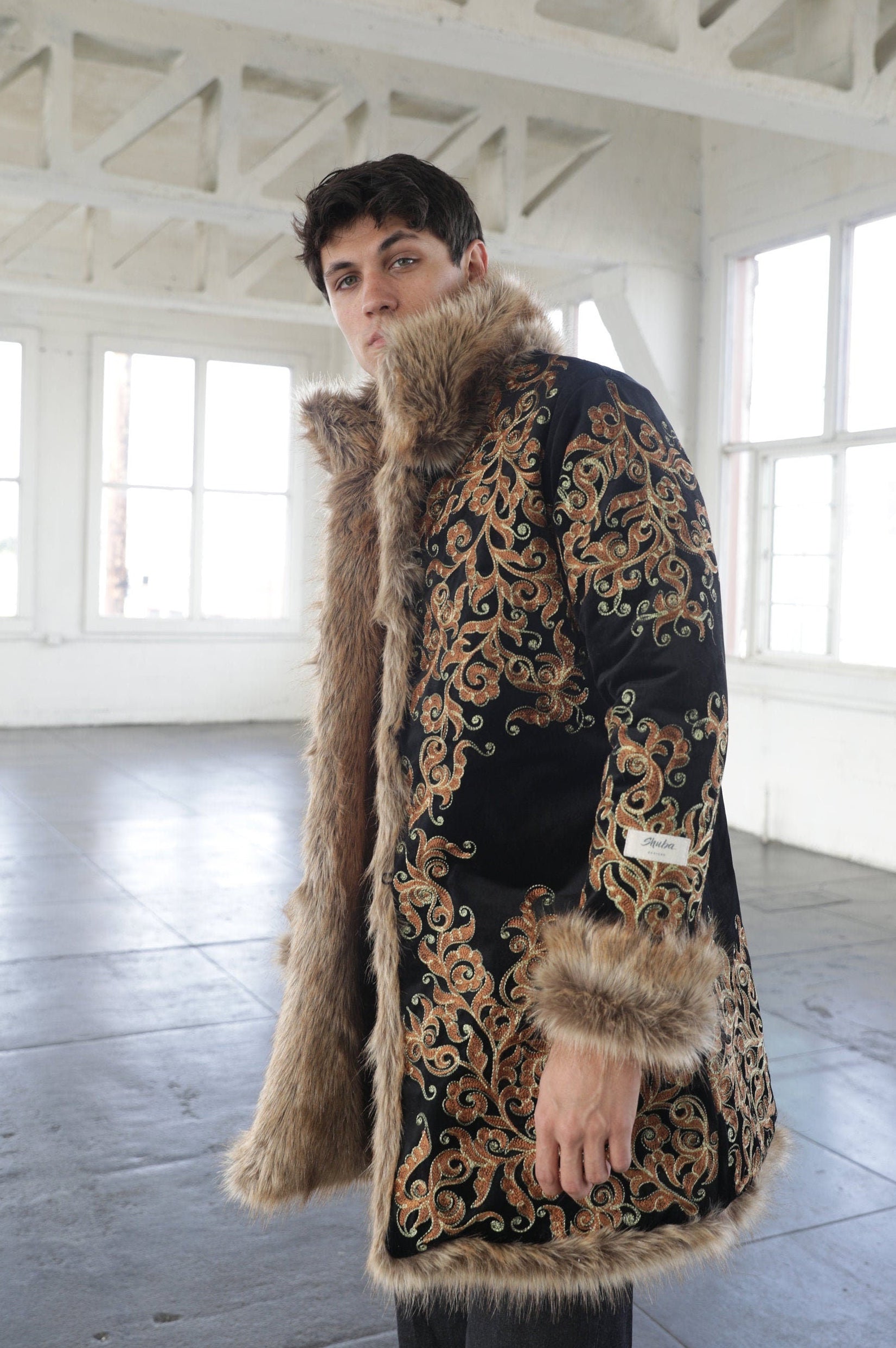 The EYE Embroidery Fur Coat