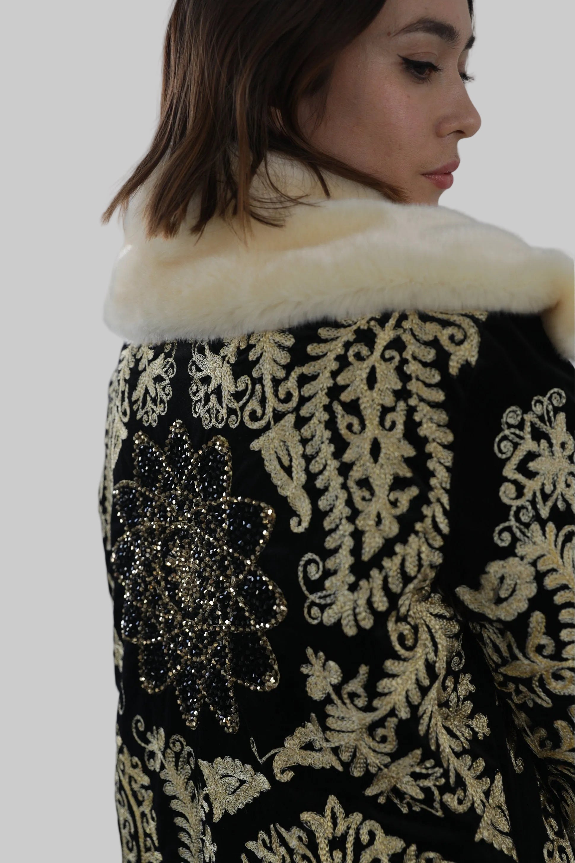 Alive Embroidery Fur Coat