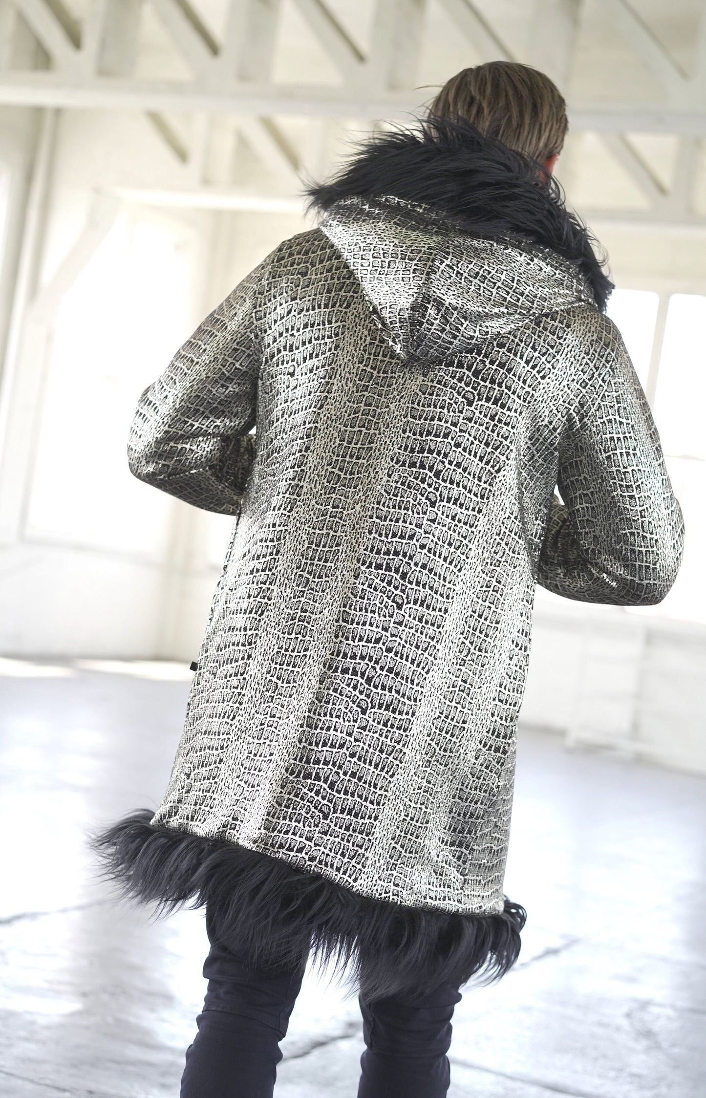 SILVER REPTILE Fur Coat