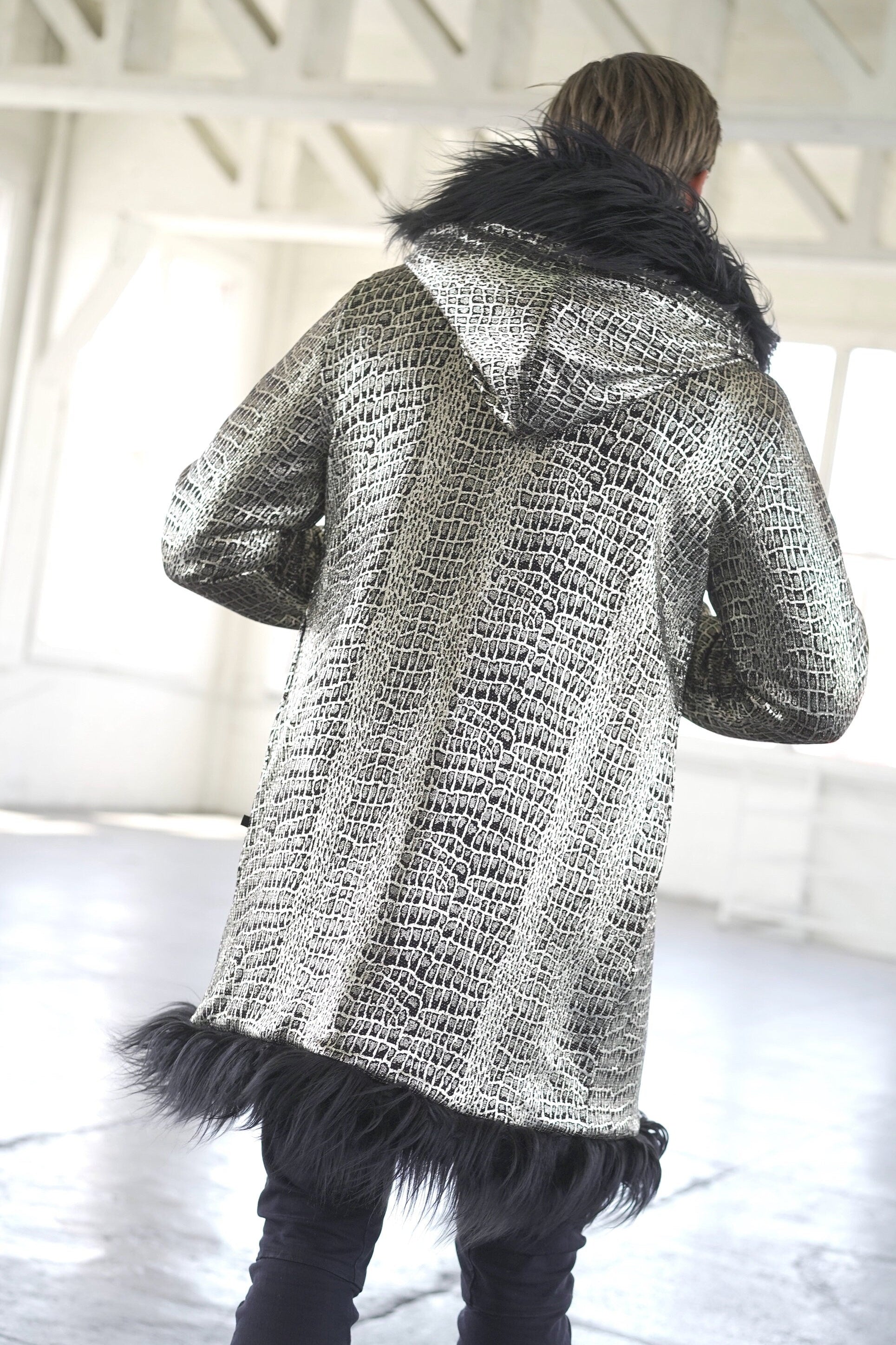 Black Wolf Fur Coat