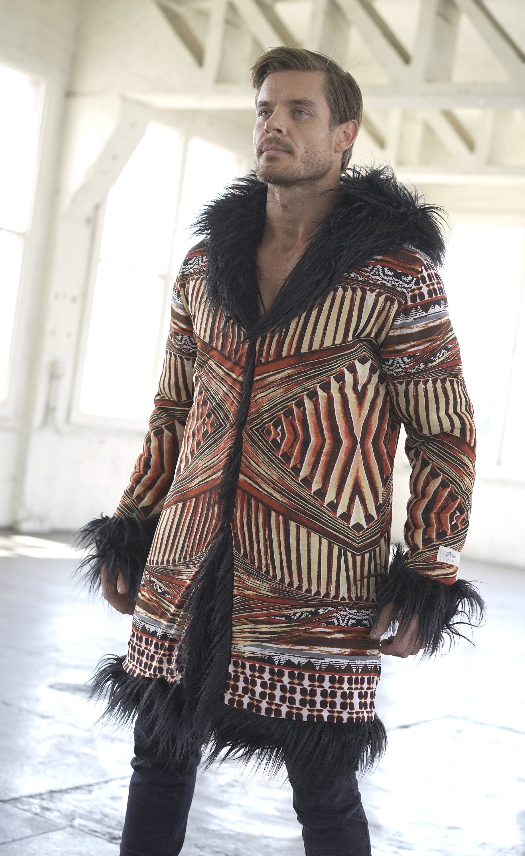 Geo Pulse Fur Coat