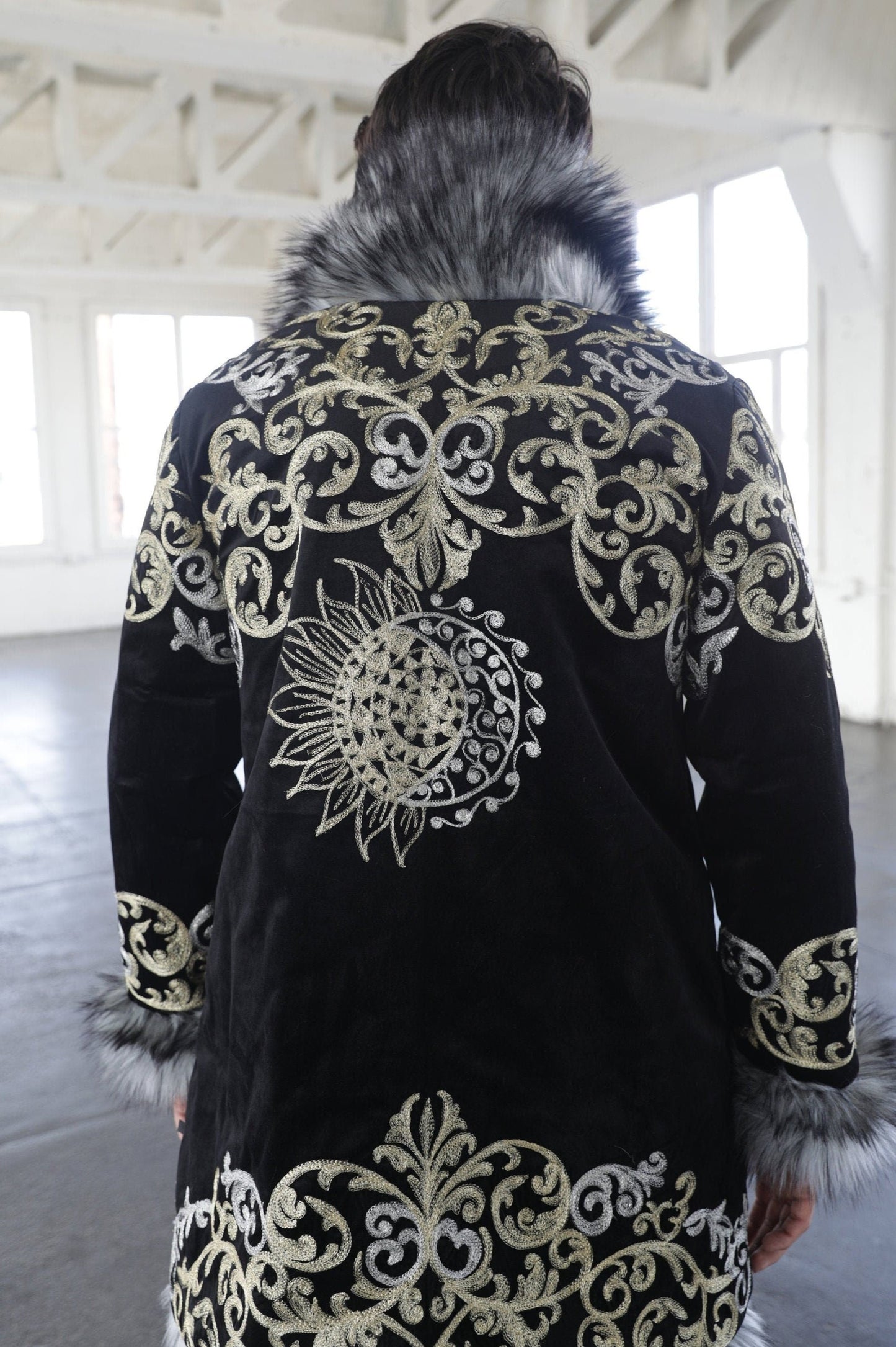 SUN&MOON Embroidery Fur Coat