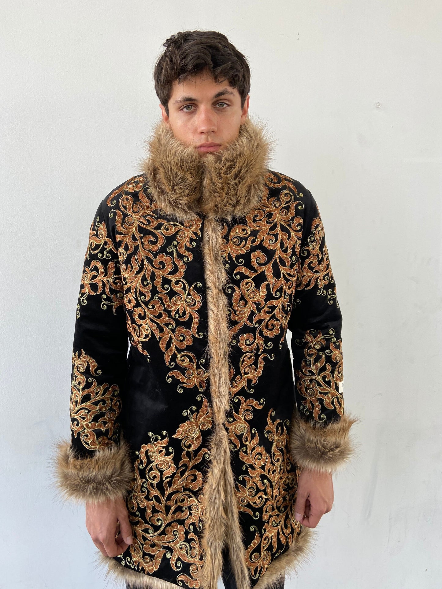 The EYE Embroidery Fur Coat