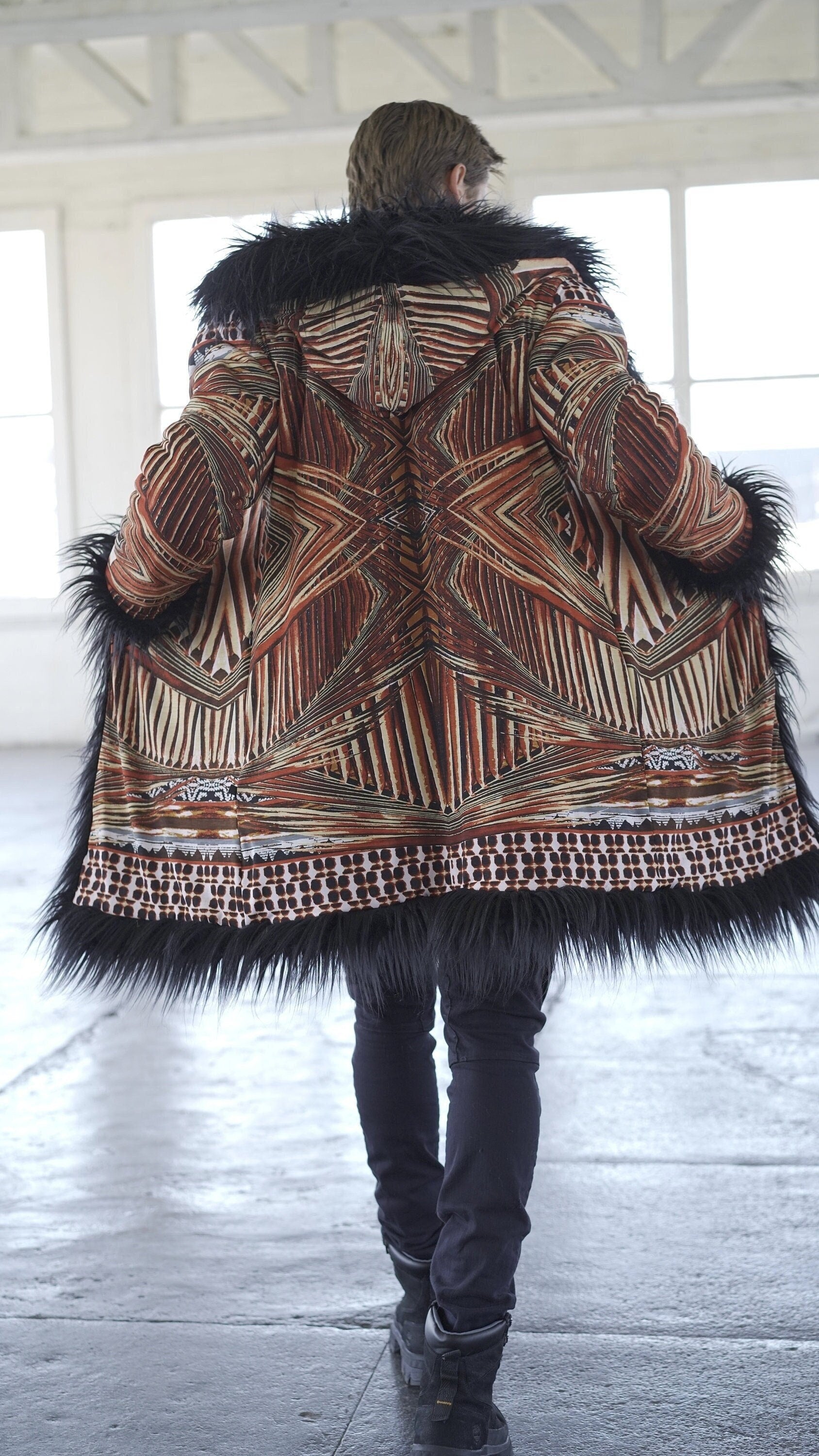 Geo Pulse Fur Coat