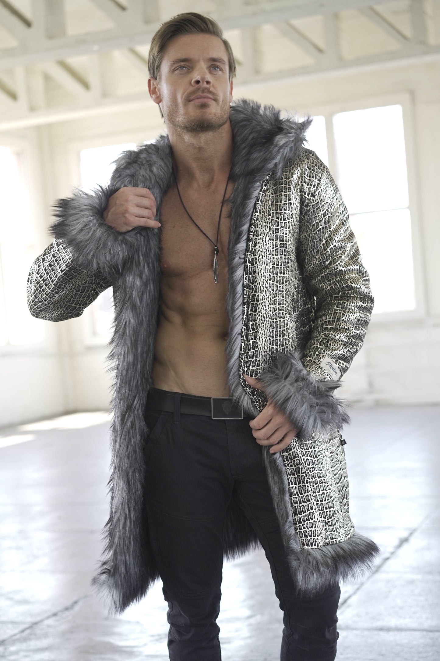Silver Wolf Fur Coat