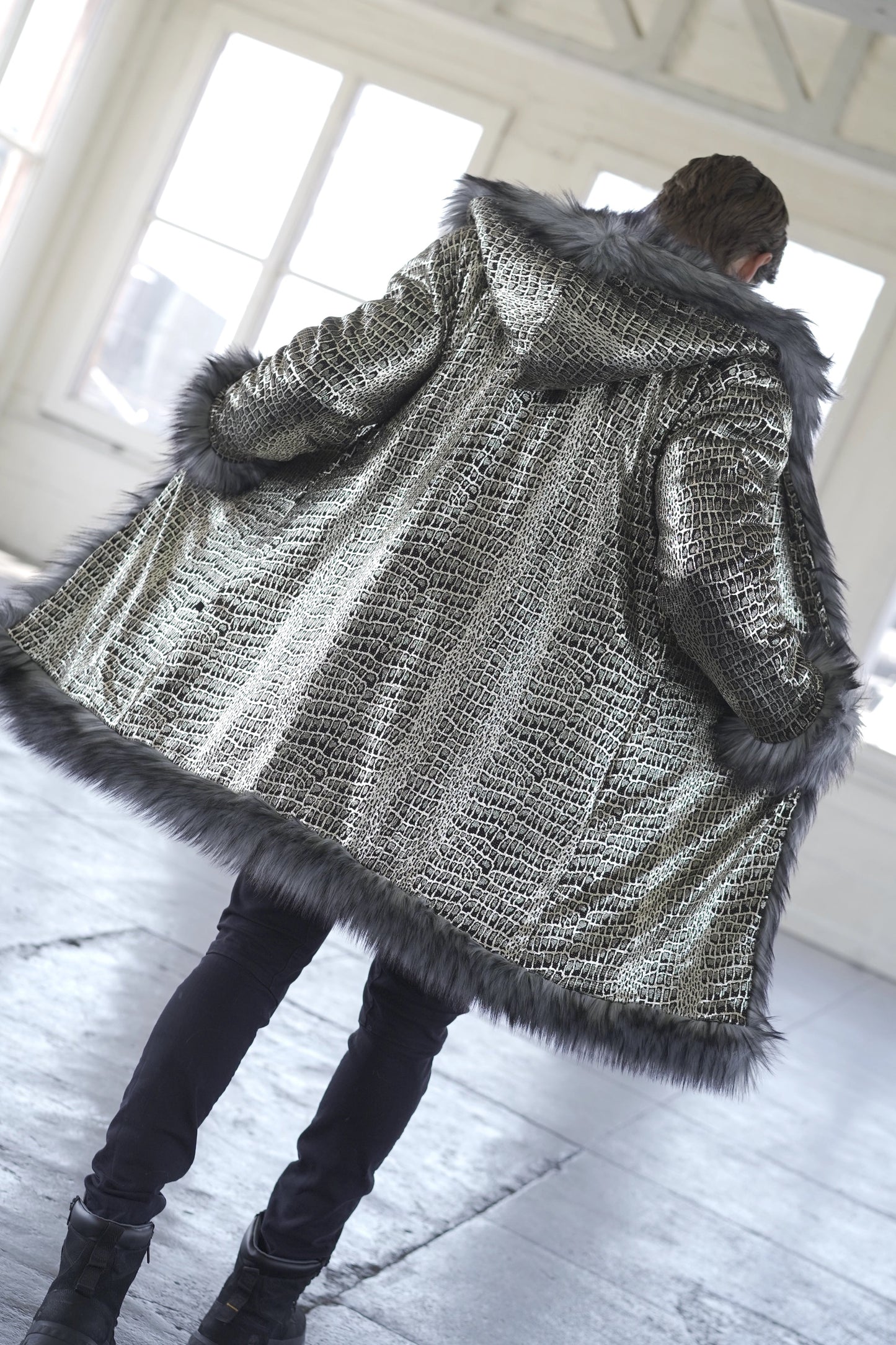Silver Wolf Fur Coat