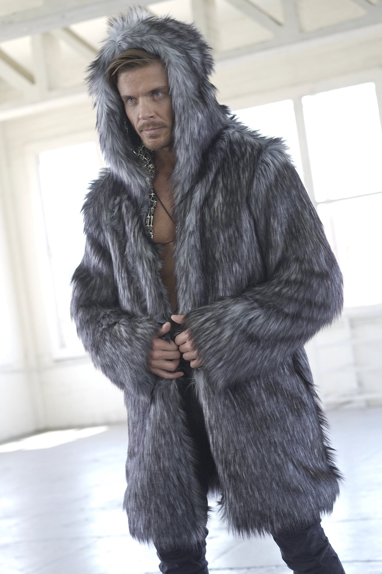 Silver Wolf Fur Coat