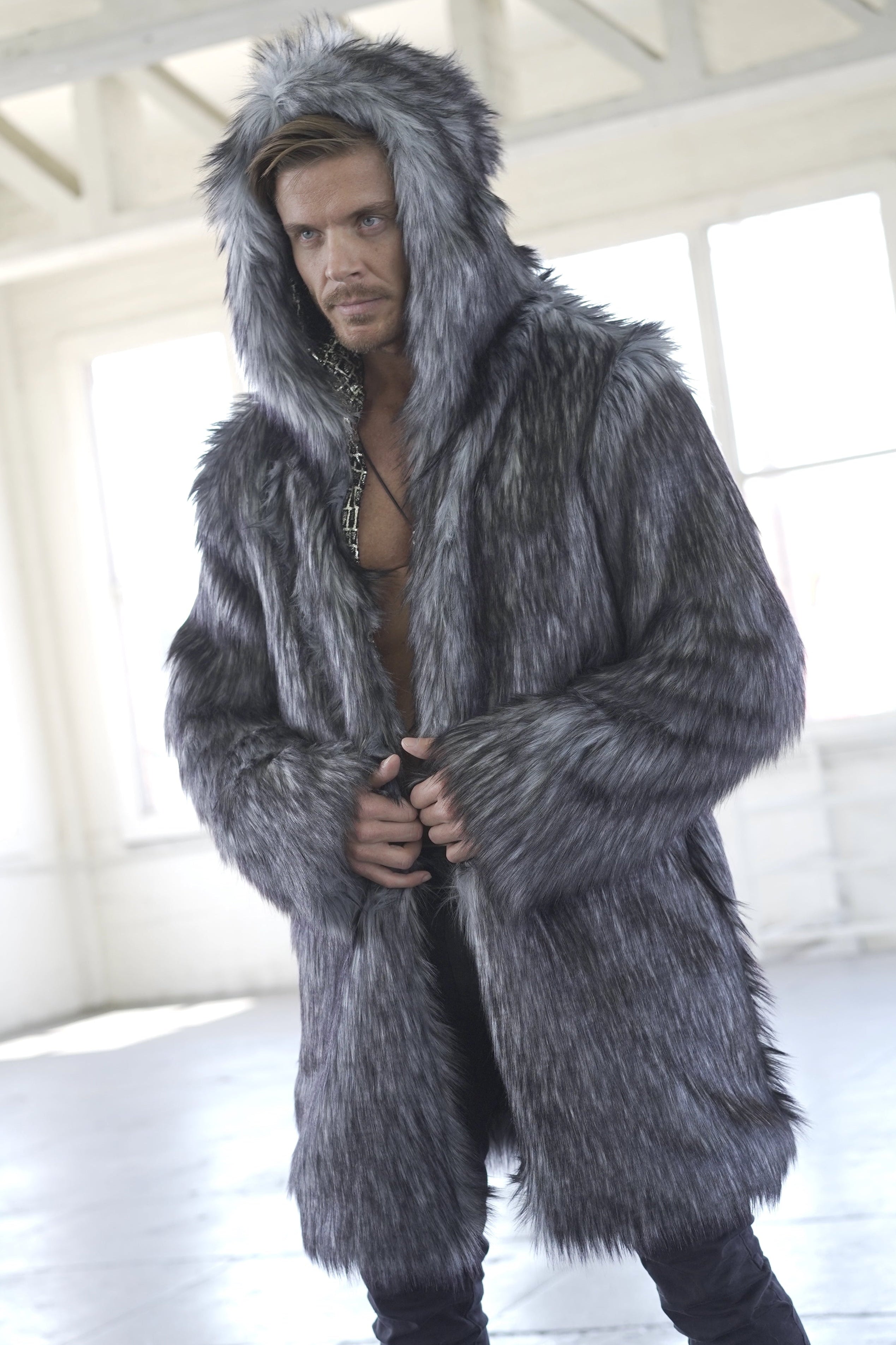 Silver Wolf Fur Coat