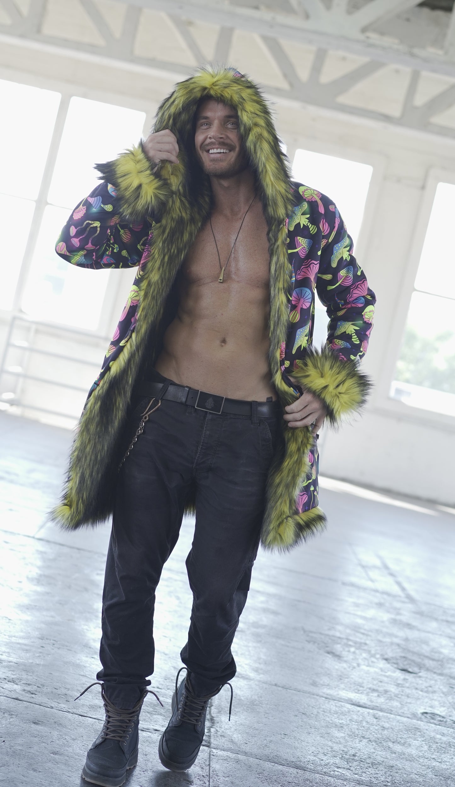 NEON MUSHROOM Fur Coat