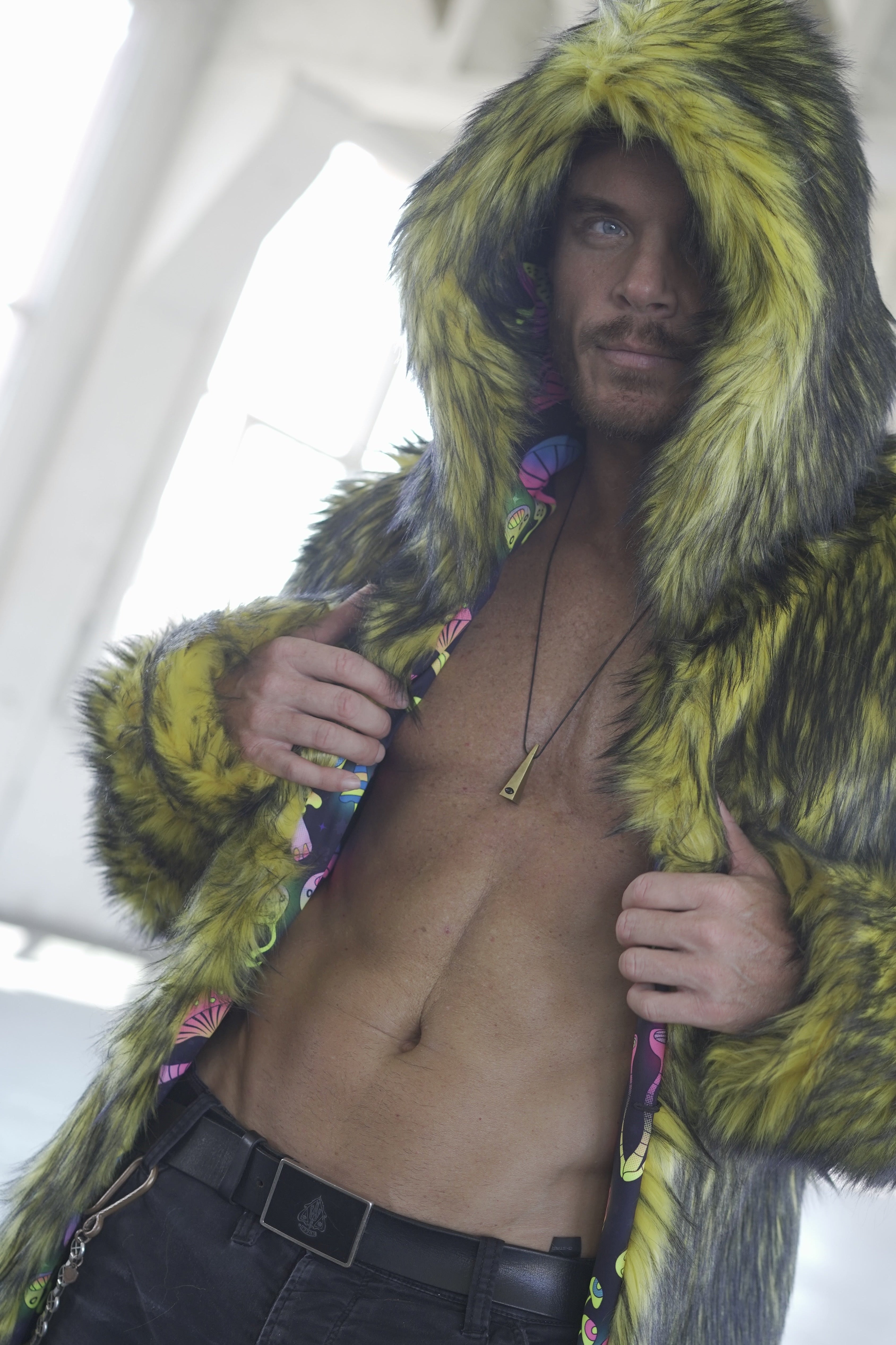 Neon Mushroom Fur Coat