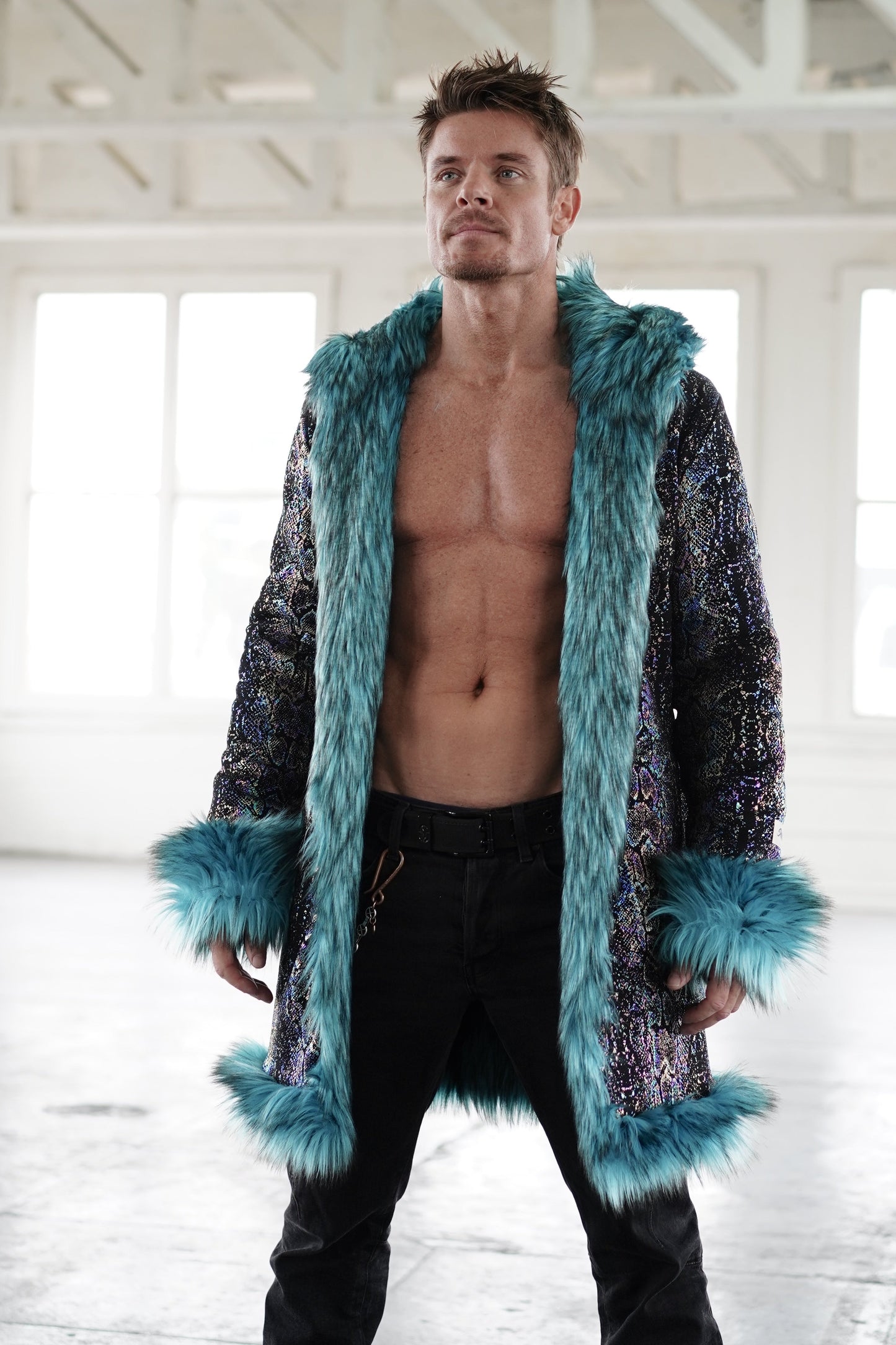 Mystic Blue Faux Fur Coat