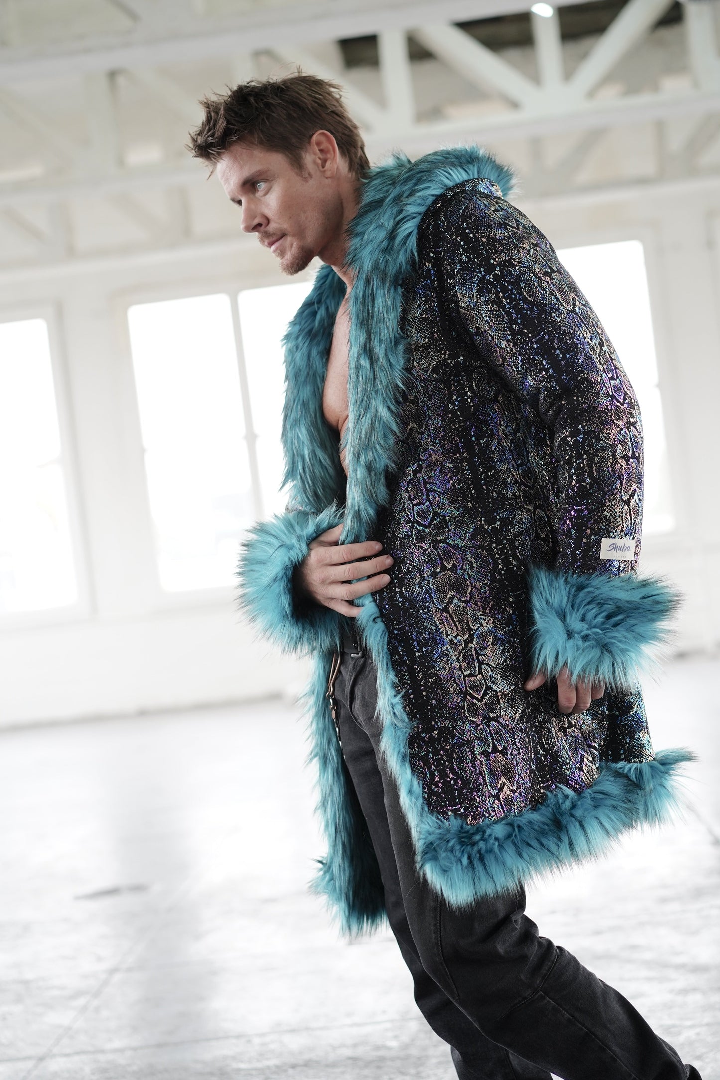 Mystic Blue Faux Fur Coat