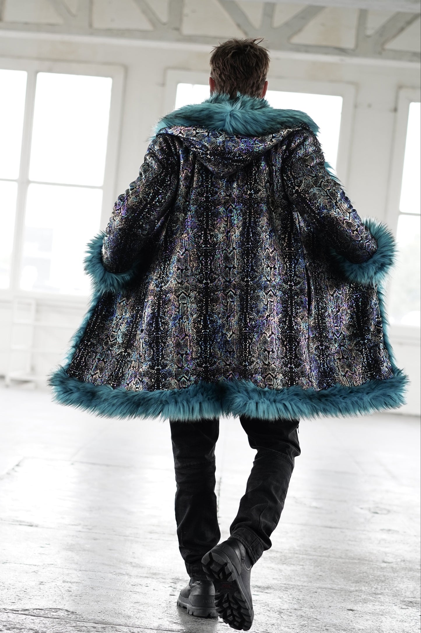 Mystic Blue Faux Fur Coat