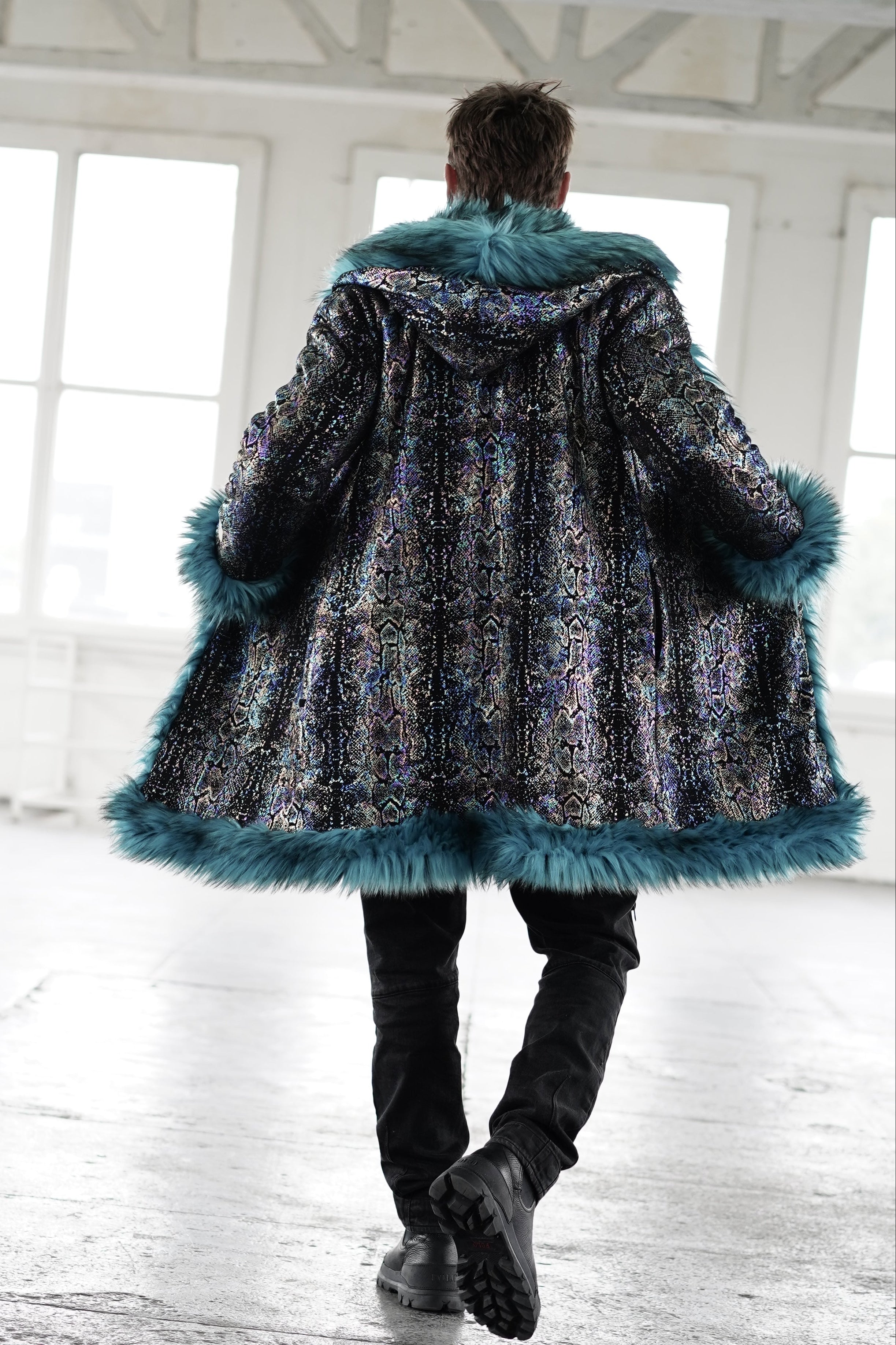 Mystic Blue Faux Fur Coat