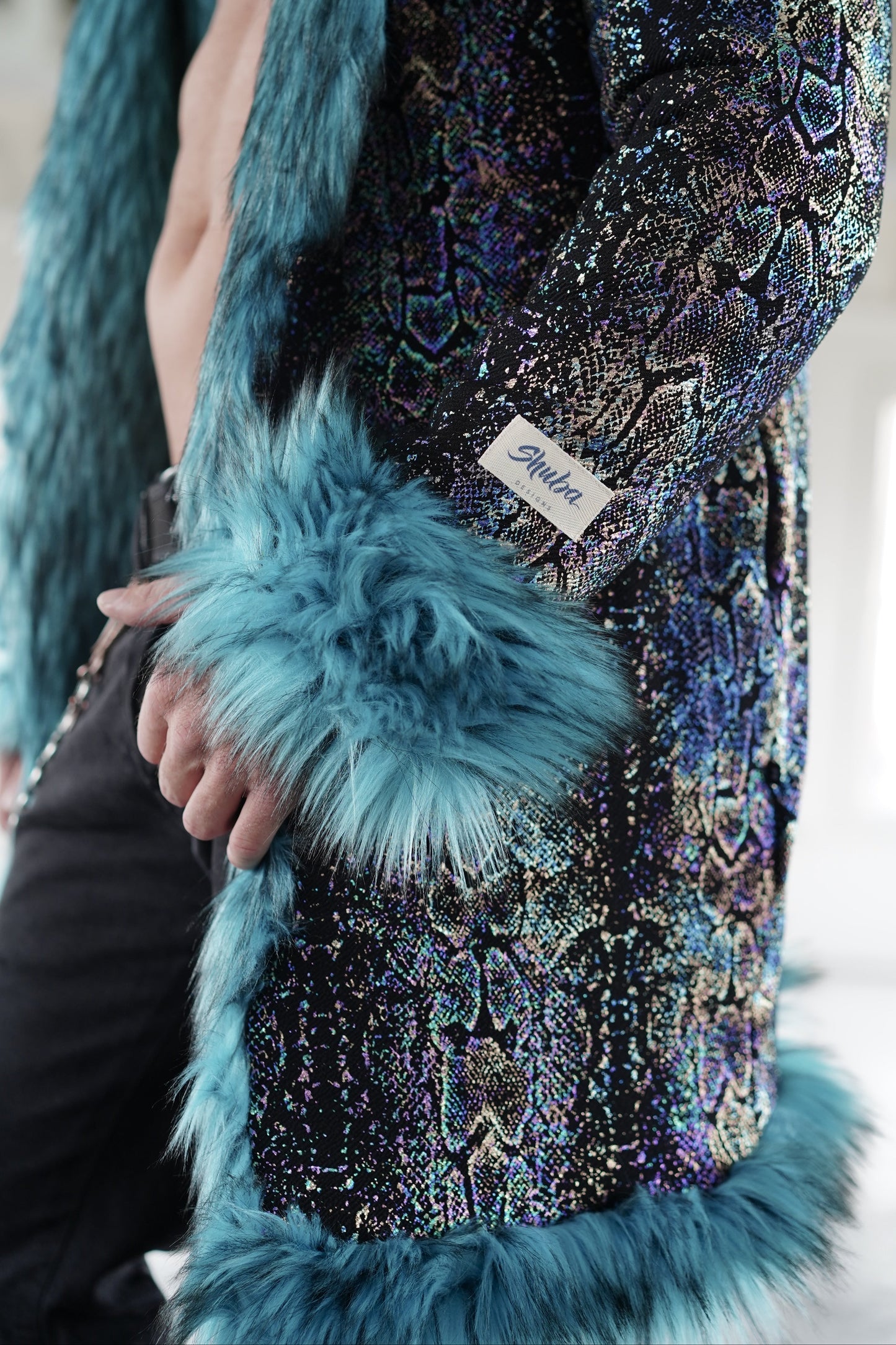 Mystic Blue Faux Fur Coat