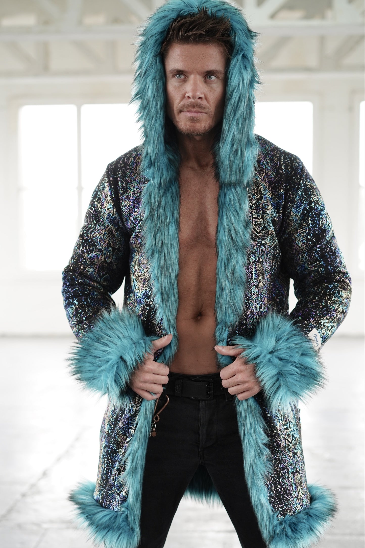 Mystic Blue Faux Fur Coat