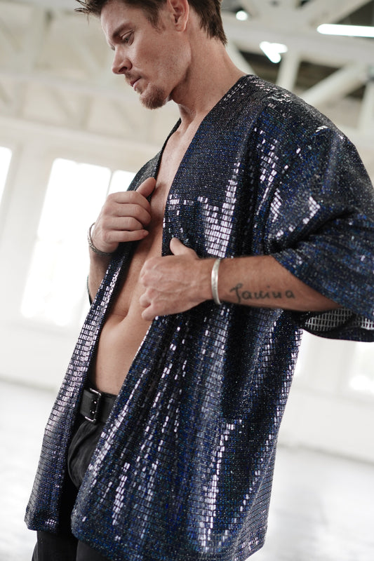 Disco Ball Black Kimono