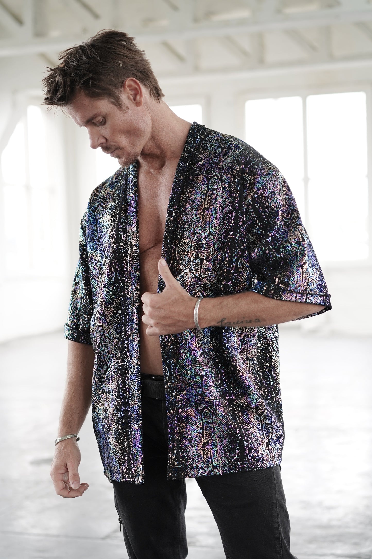 Blue Iridescent Snake Kimono