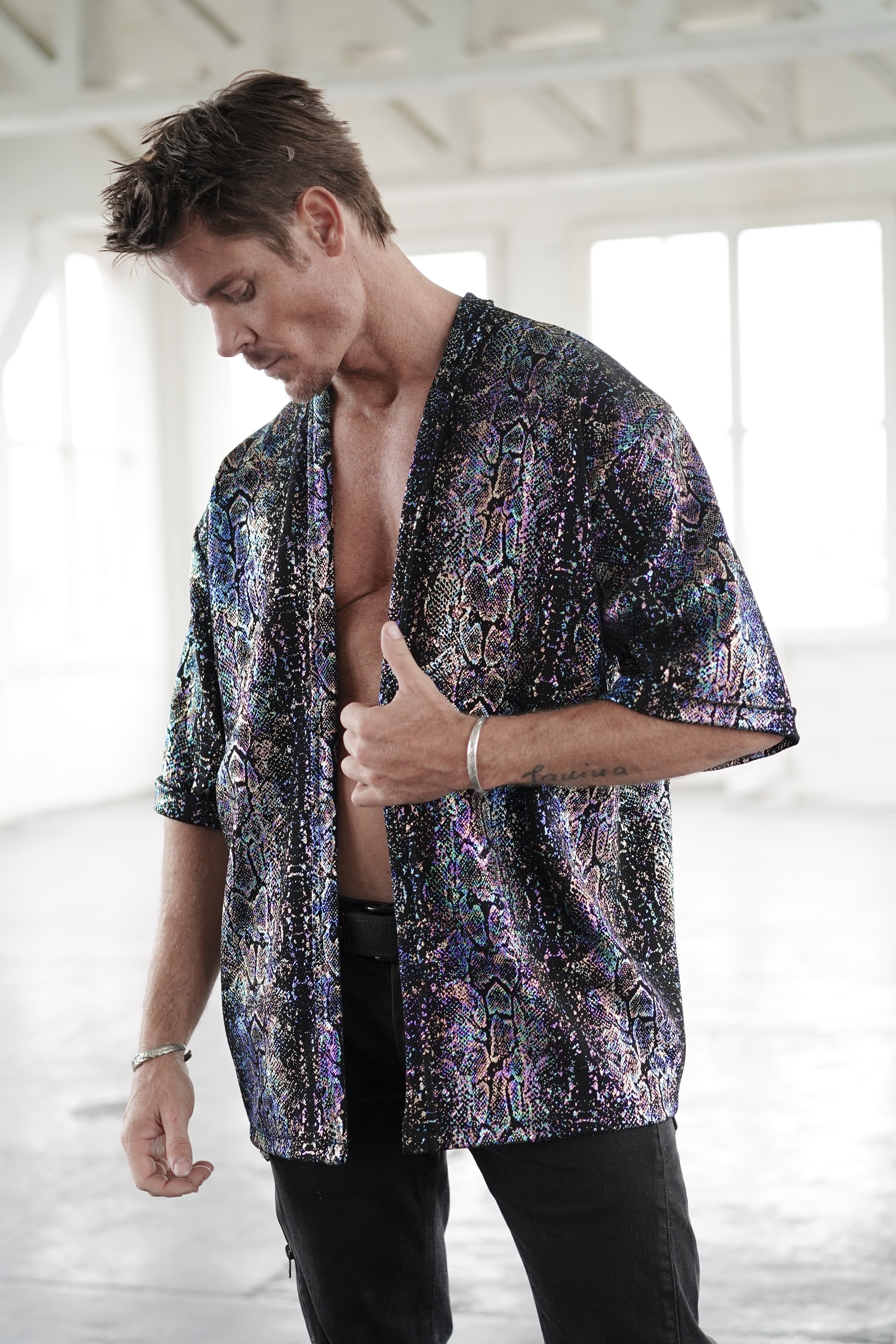Blue Iridescent Snake Kimono