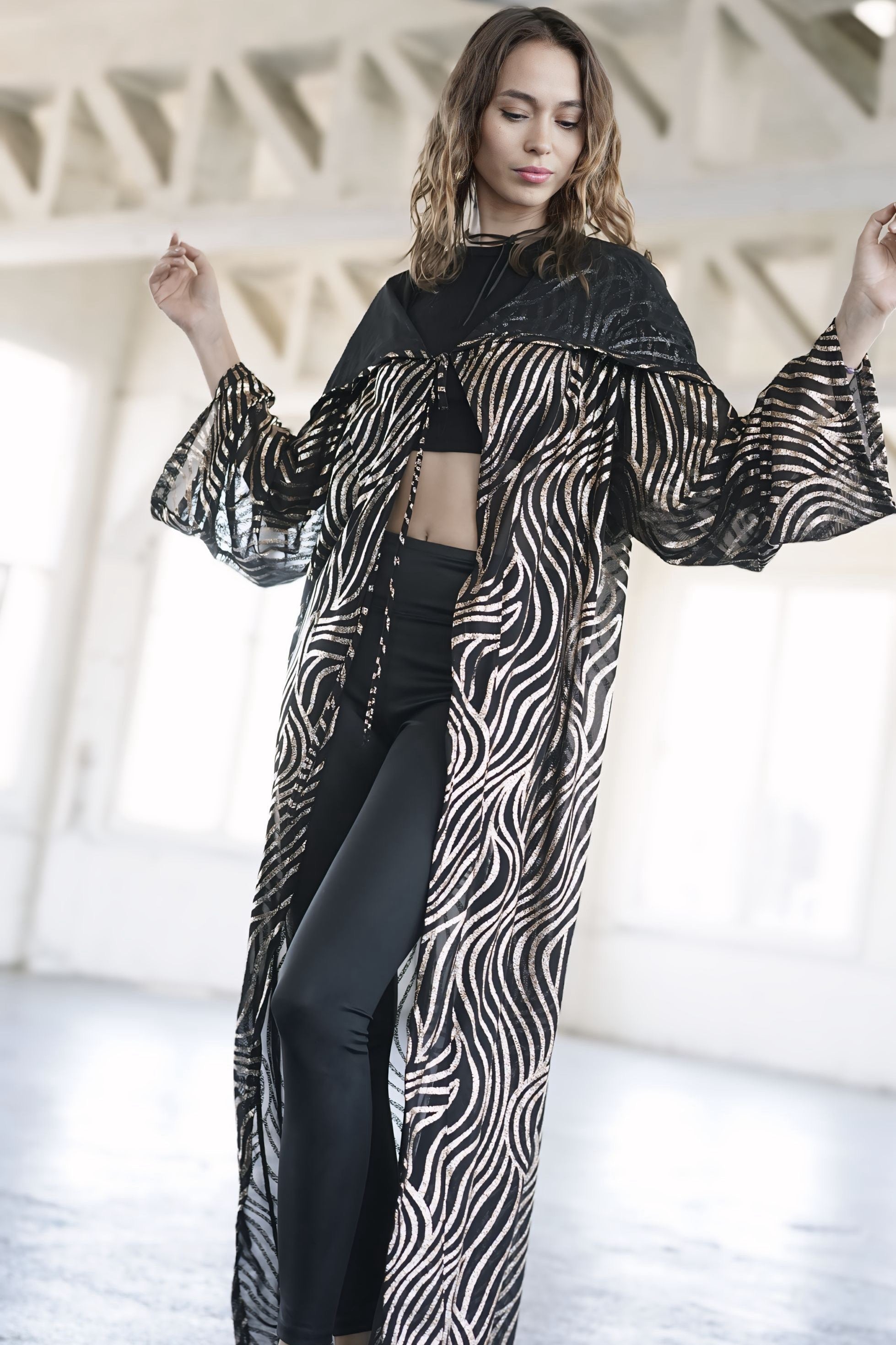 Golden Magician Hooded Kimono for Women