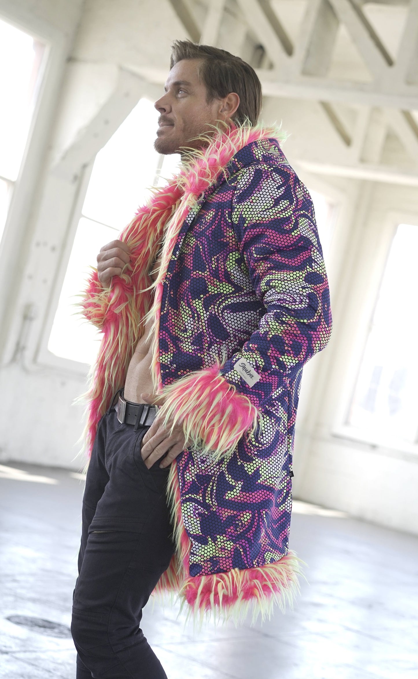 NEON PINK Fur Coat