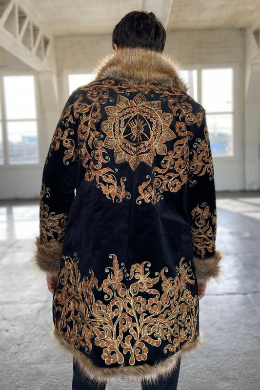 The EYE Embroidery Fur Coat