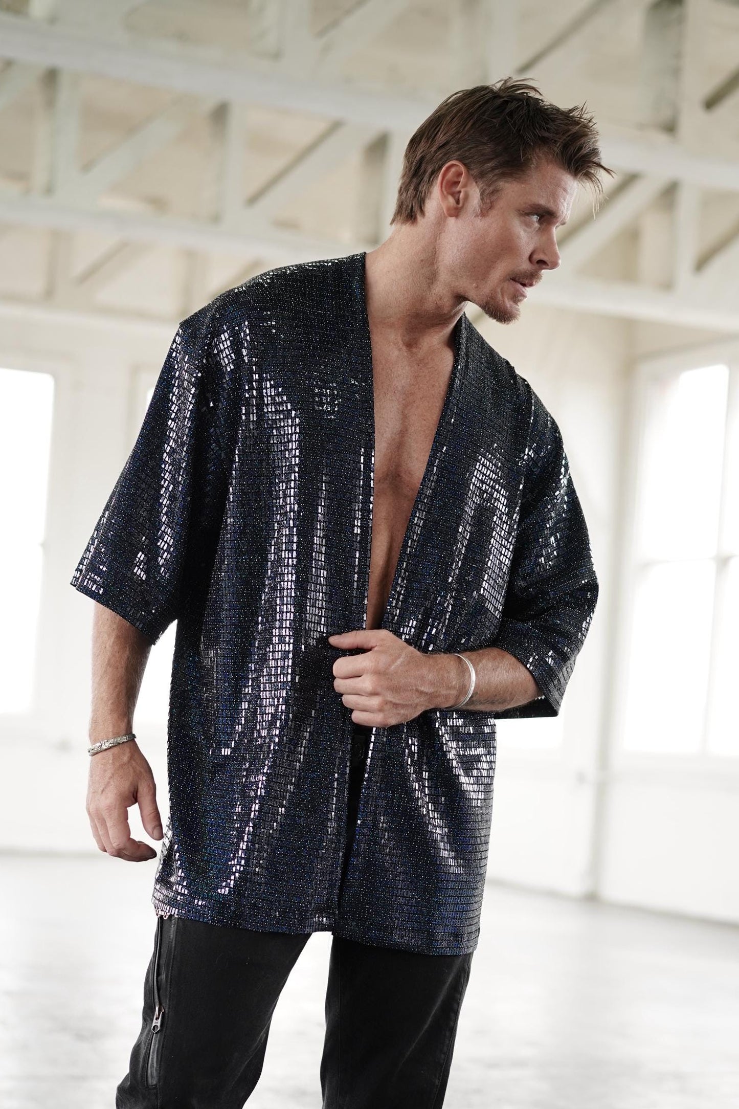 Disco Ball Black Kimono